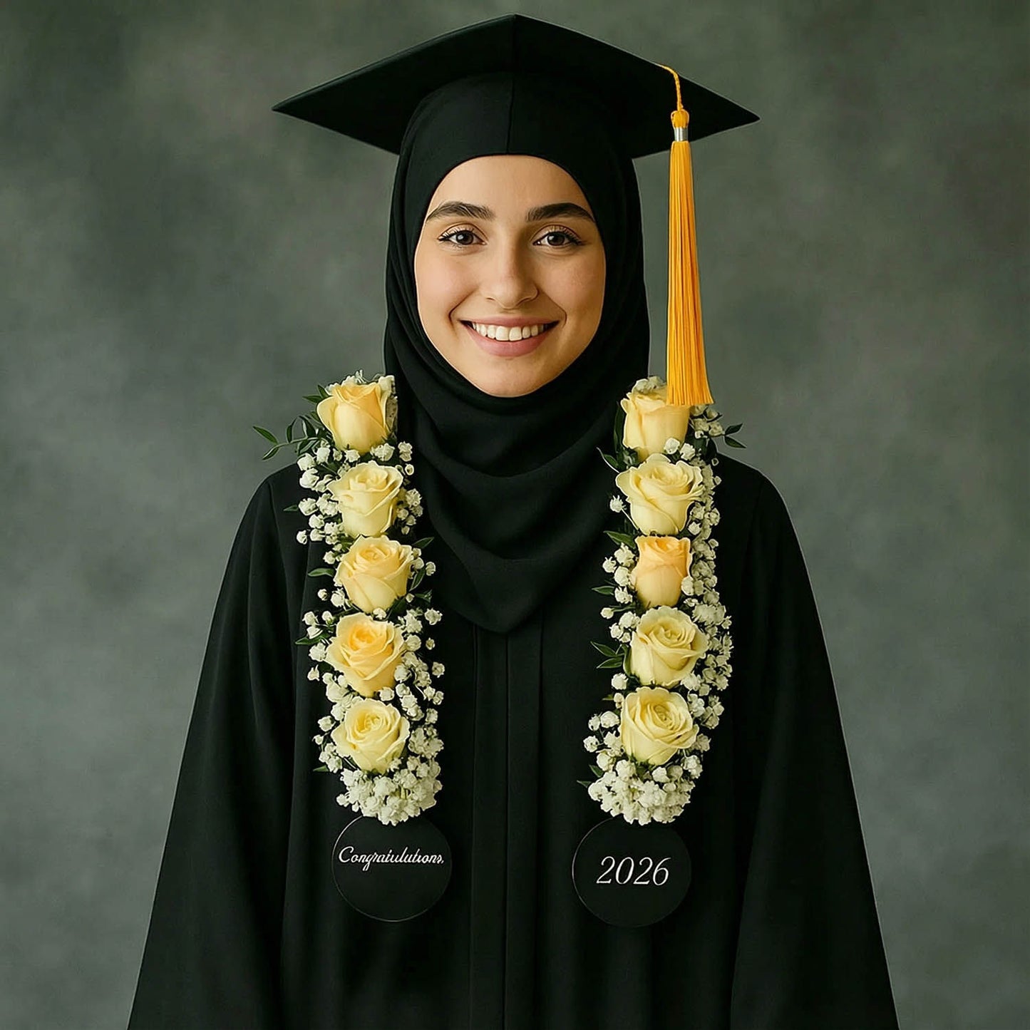 عقد ورد التخرج لون أصفر