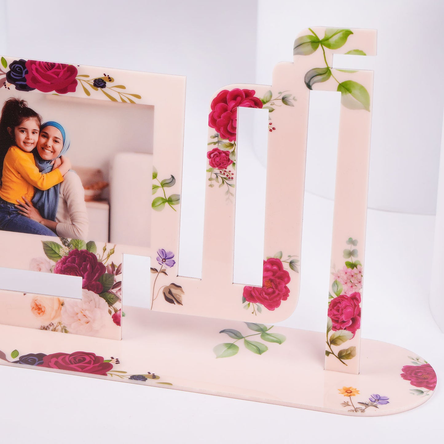 My Mom Floral Acrylic Photo Table Top