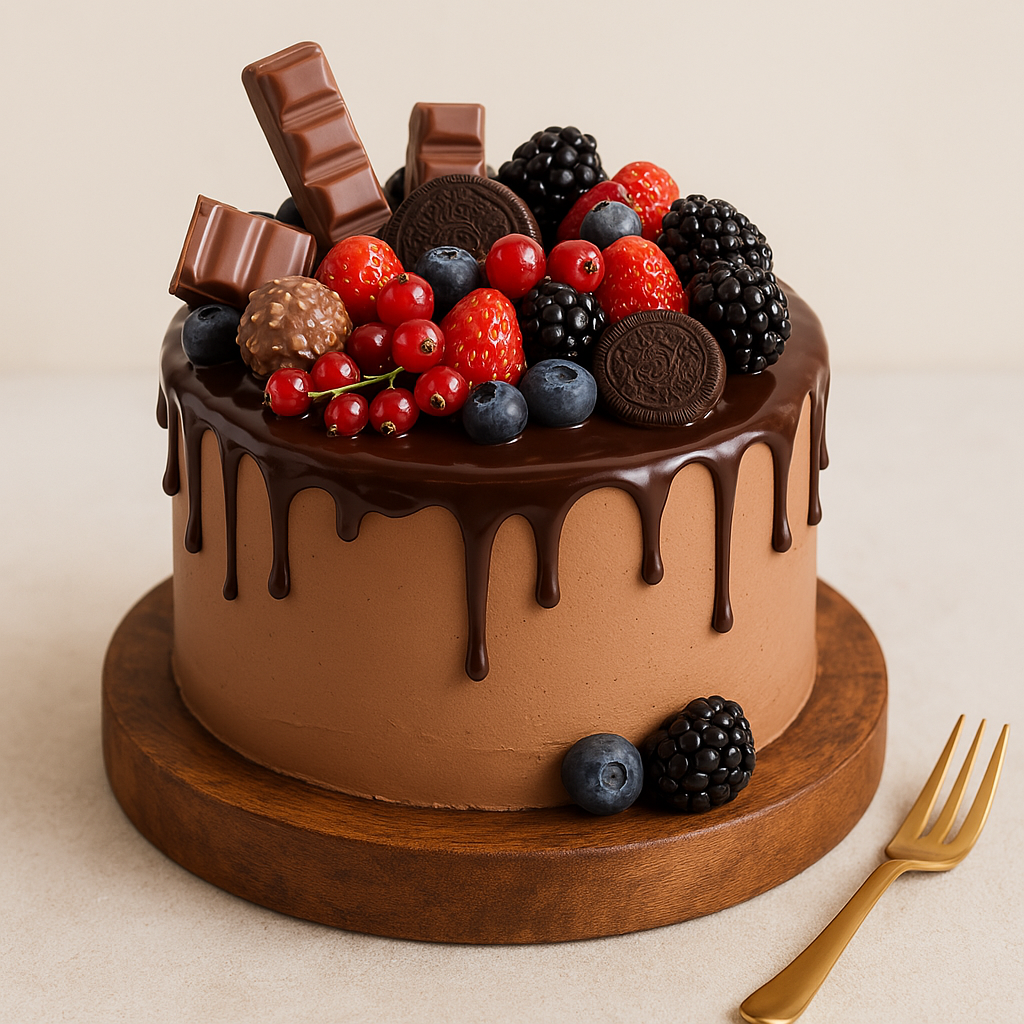 Chocolate Drip Cake With Berries