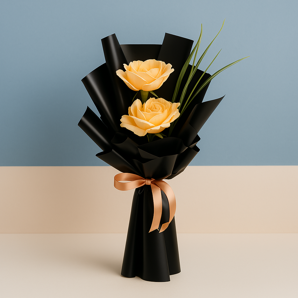 2 Peach Roses Bouquet