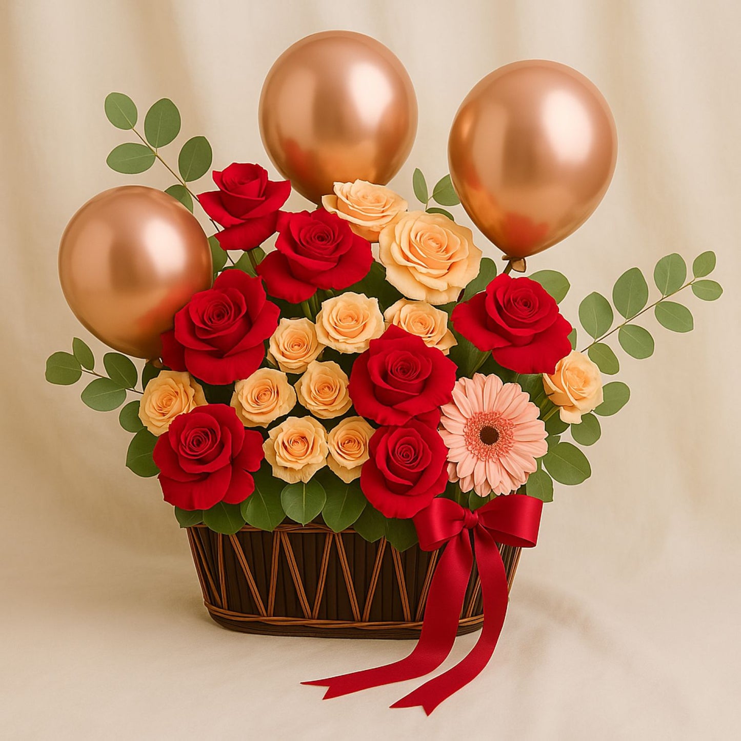 Floral Garden n Balloons Basket