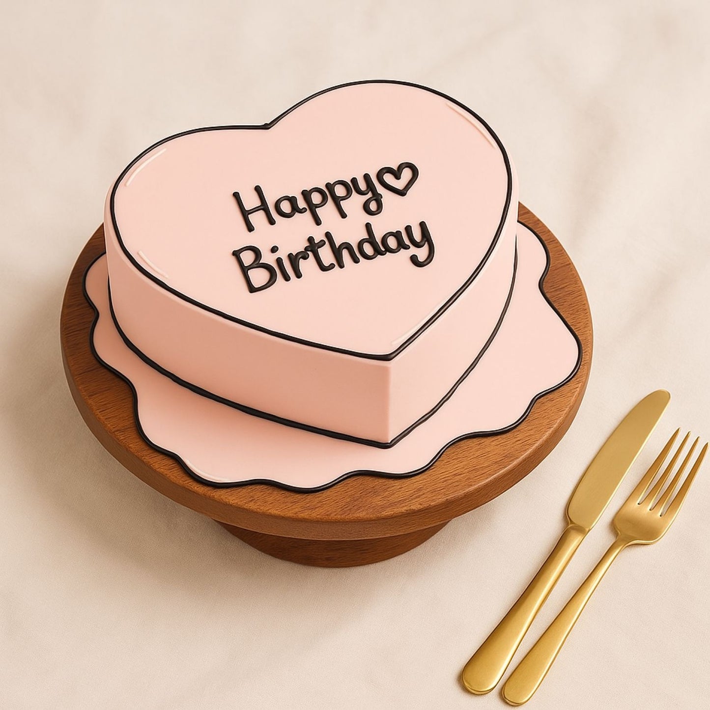 Heart-shaped Pink Birthday Cake