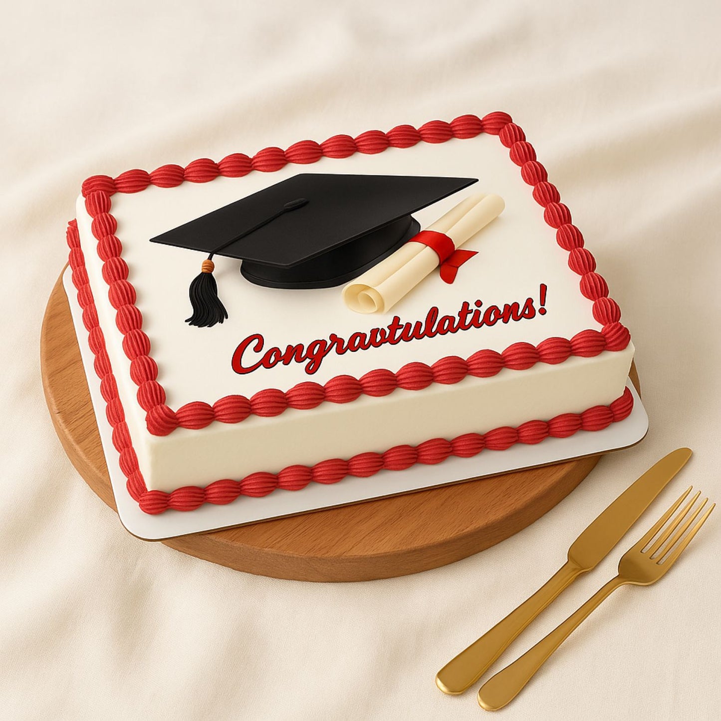 Graduation Square Photo Cake