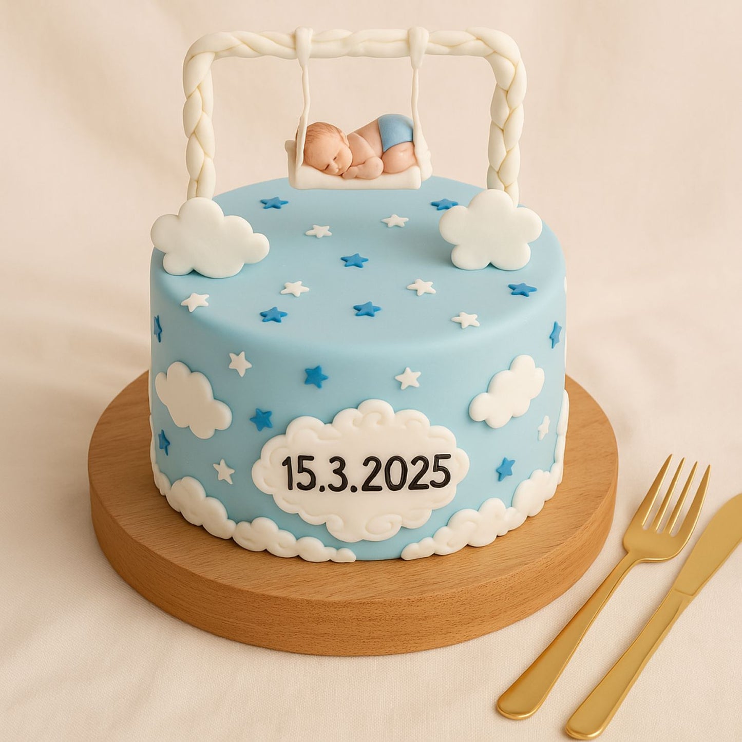 كيك المولود الجديد لون أزرق