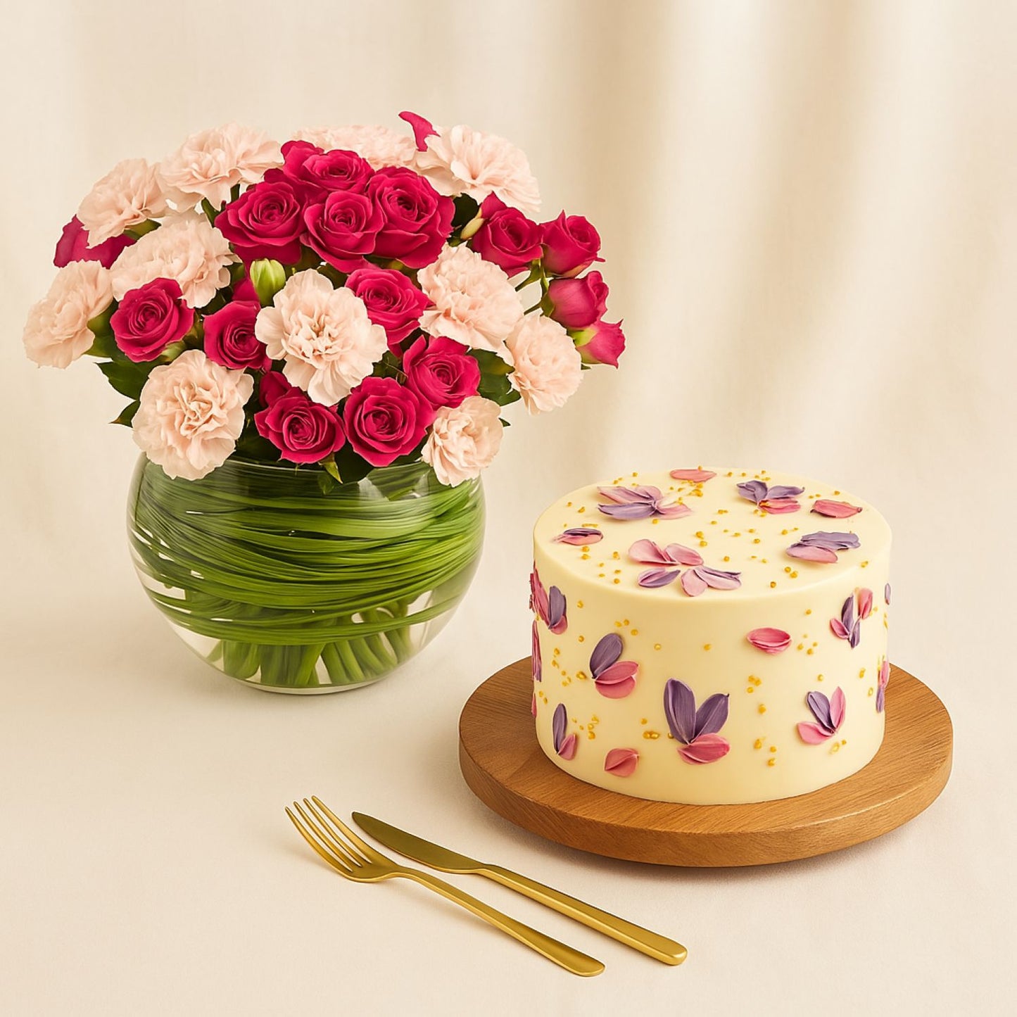 Flowers Bowl n Chocolate Cake Combo