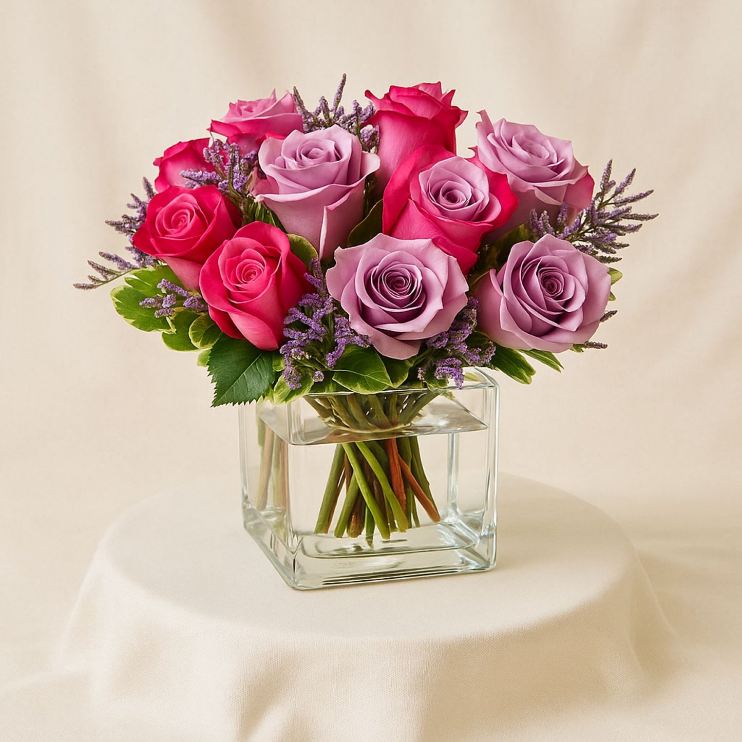 Purple Romance Roses Vase
