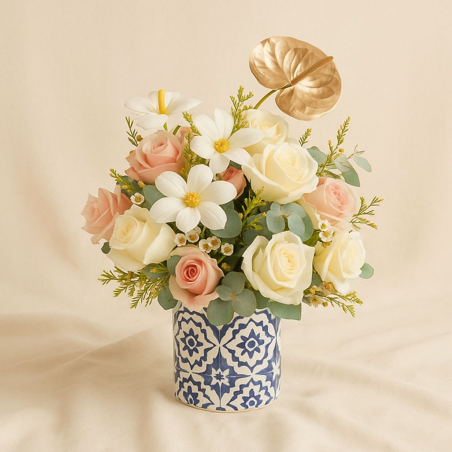 Tulip n Roses Printed Ceramic Vase