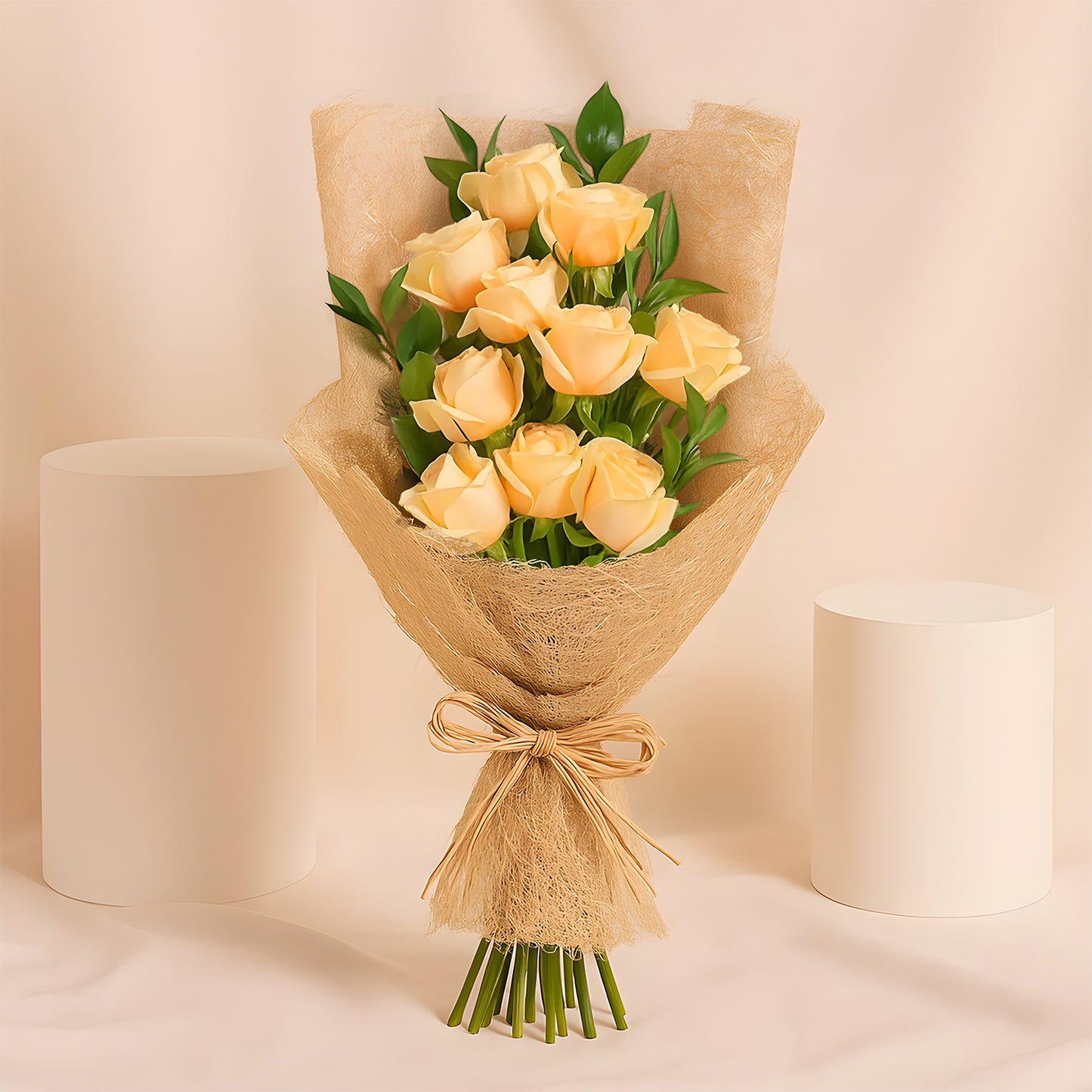 Nice Peach Roses Flower Bouquet