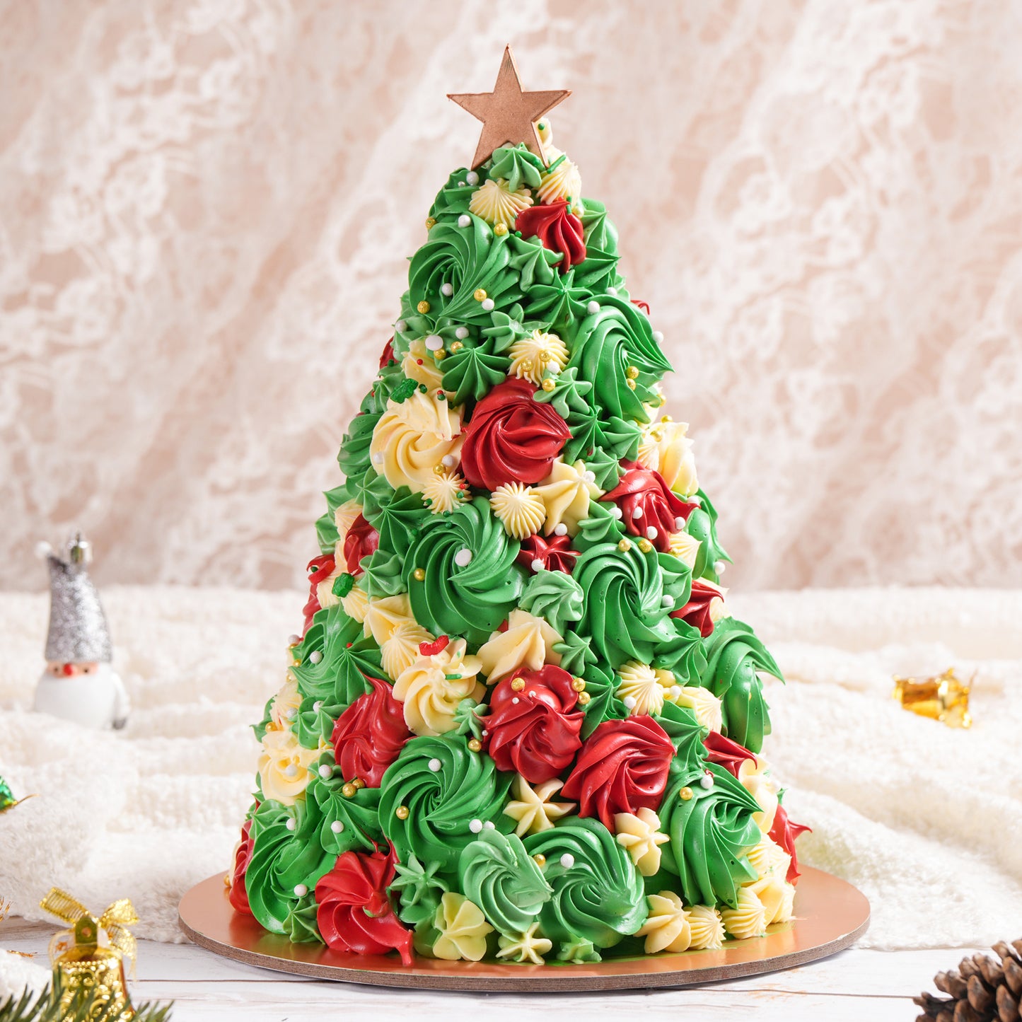 Festive Tree Designed Red Velvet Cake