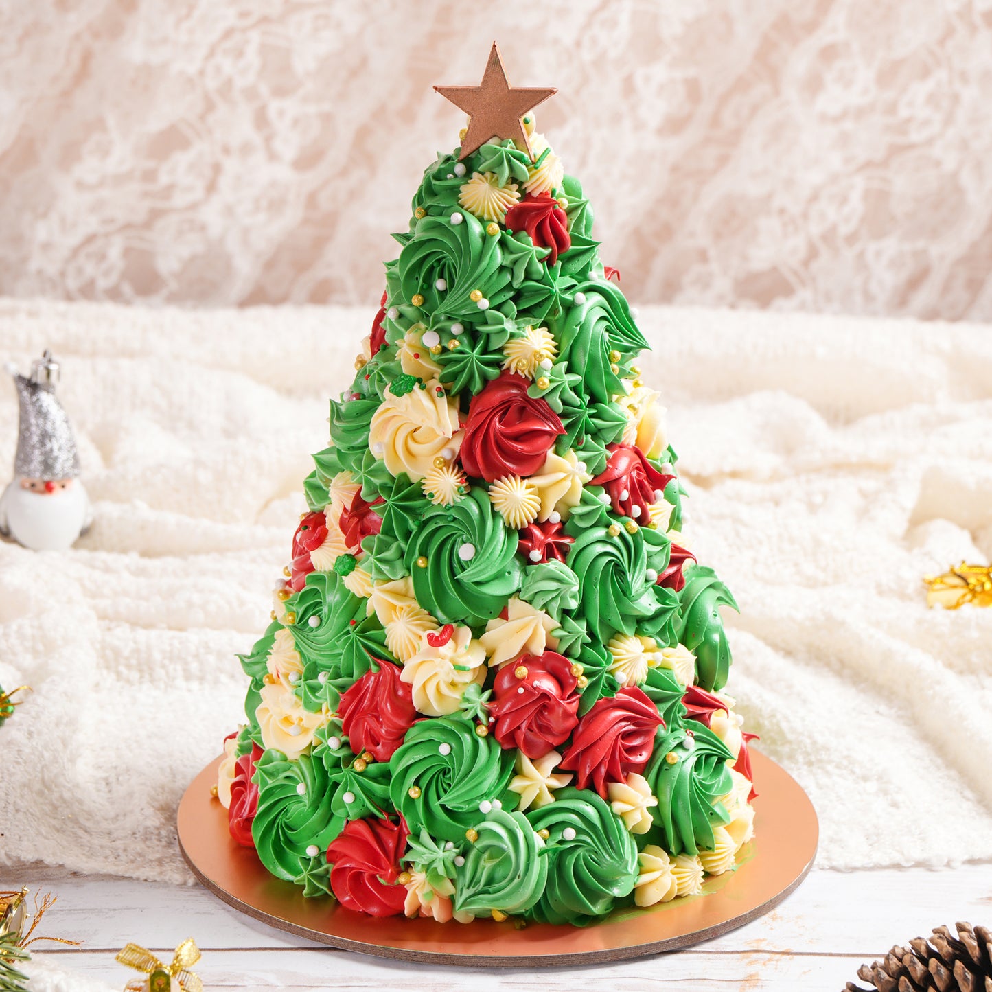 Festive Tree Designed Red Velvet Cake