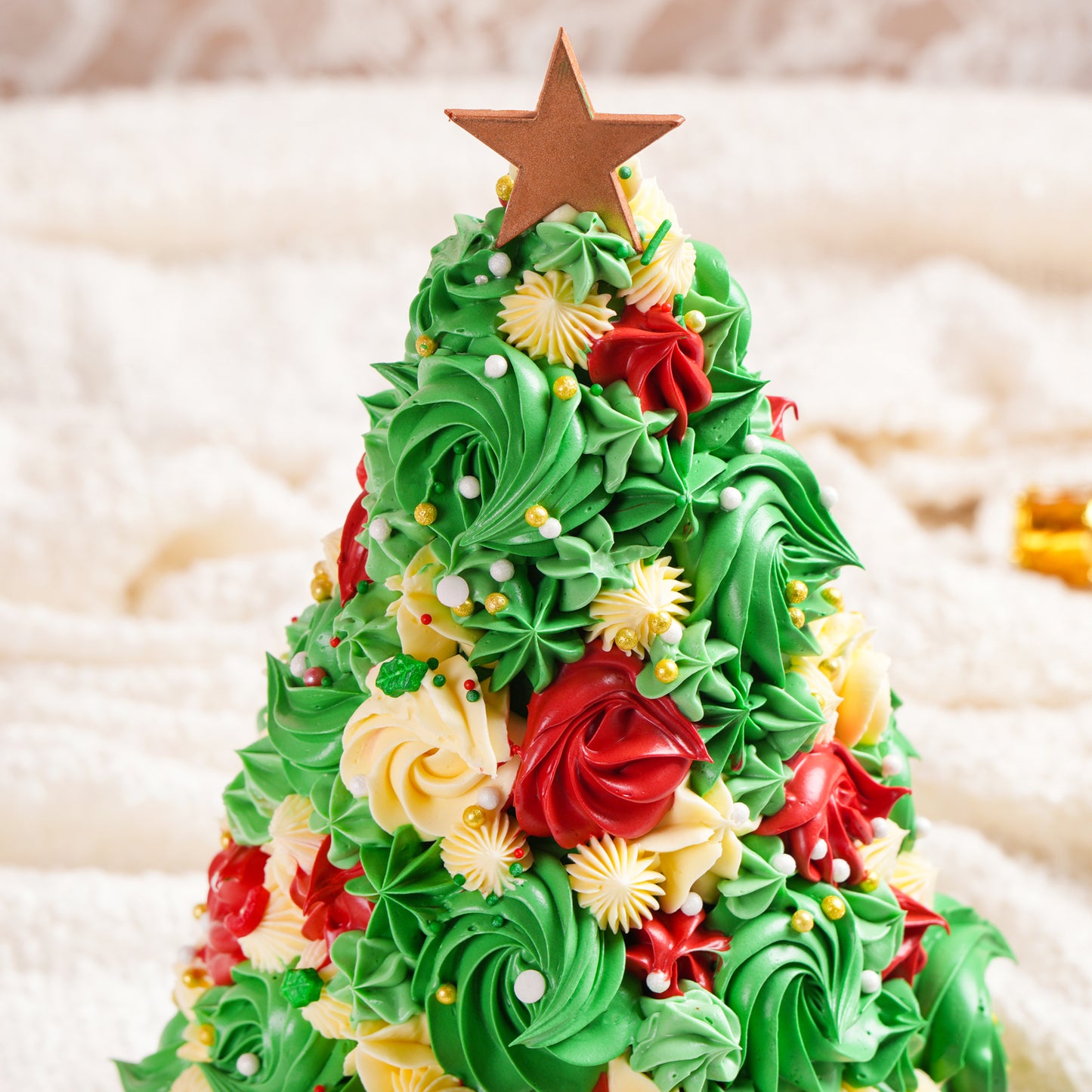 Festive Tree Designed Red Velvet Cake