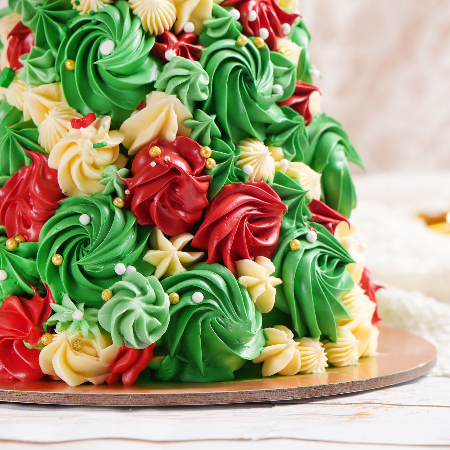 Festive Tree Designed Red Velvet Cake