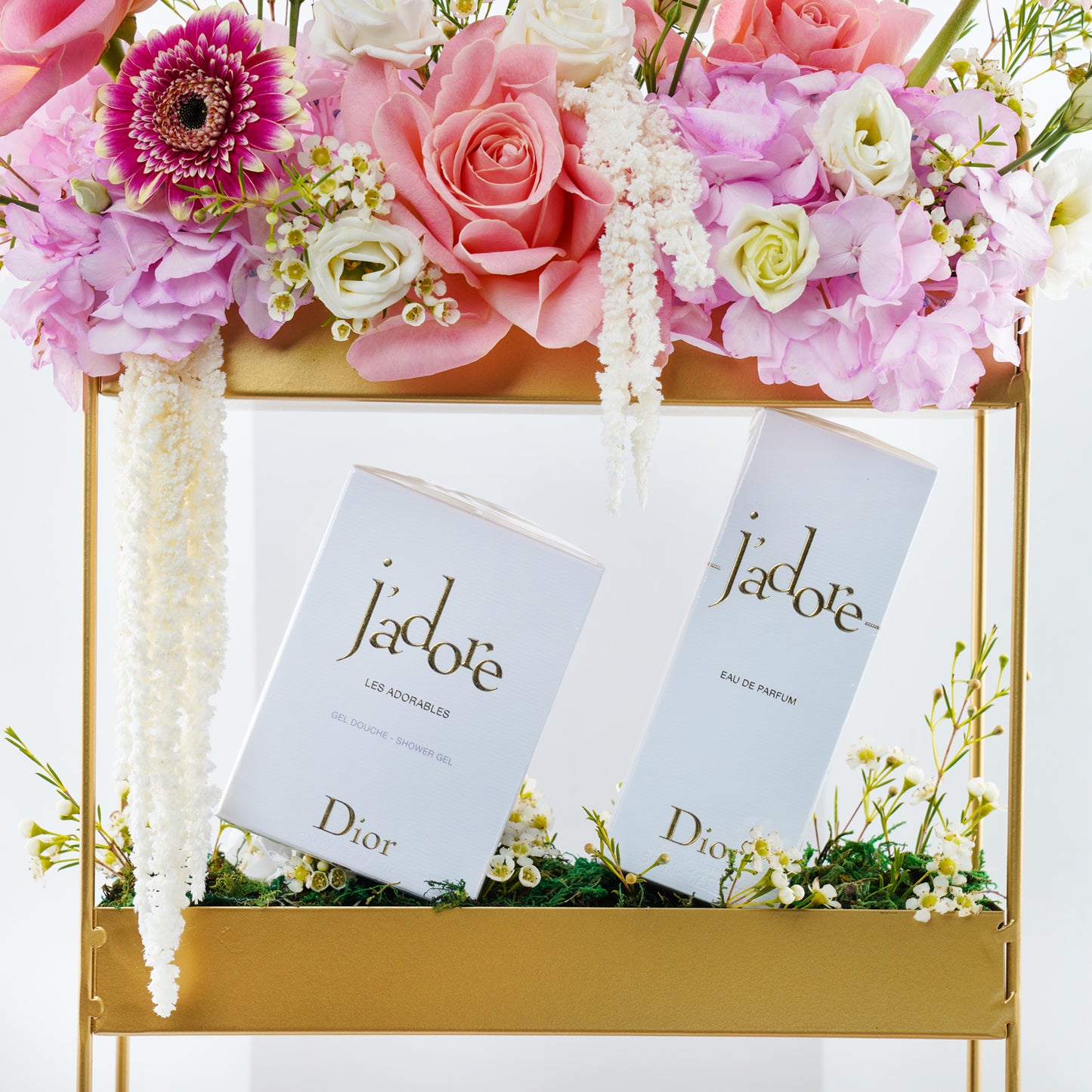 Luxurious Floral Stand with Dior Collection & Chocolates Combo