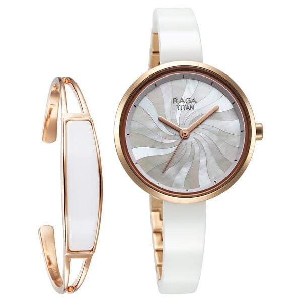 Titan Raga Mother of Pearl Watch & Bracelet For Her