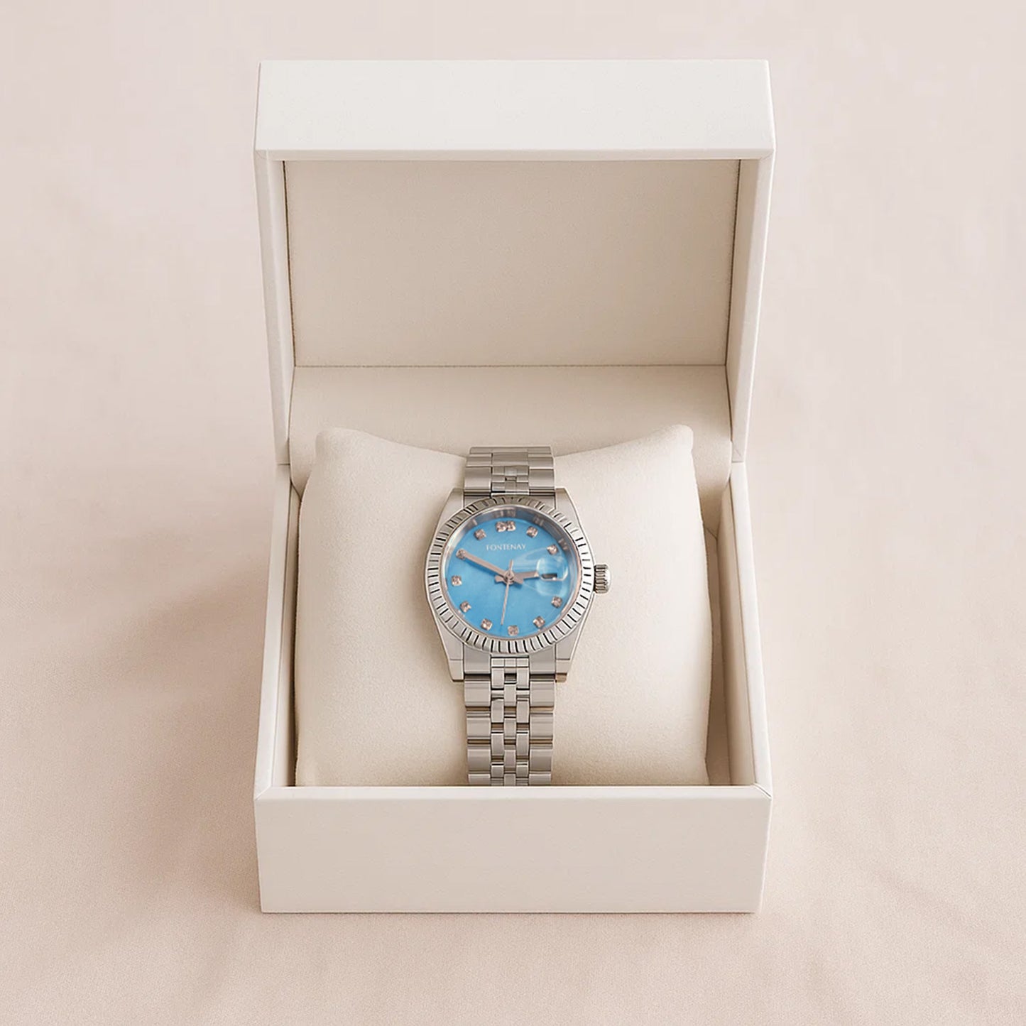 ساعة نسائية فونتيناي باريس مع ورد دلفينيوم