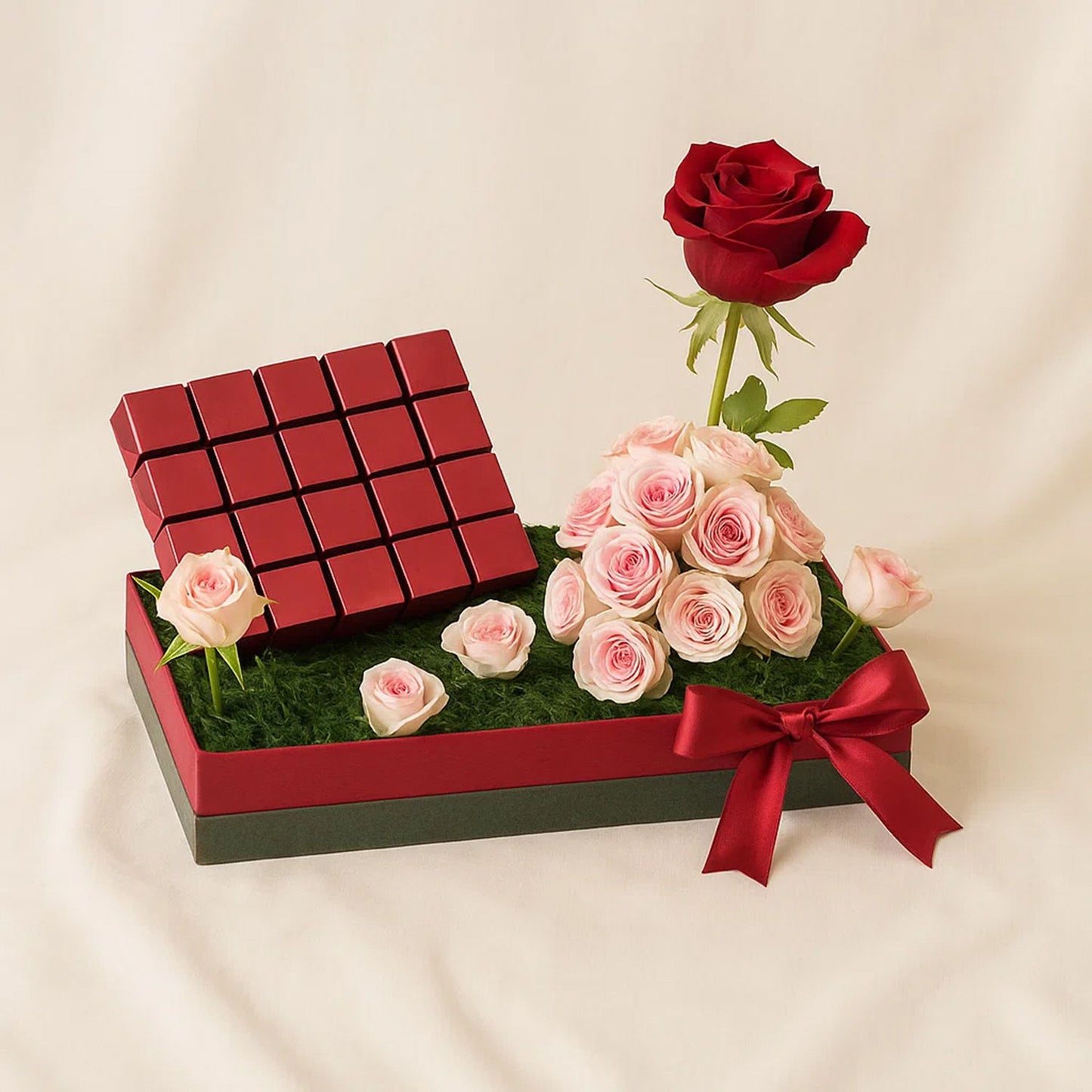 صينية ورد و شوكولاتات متعة الحلا