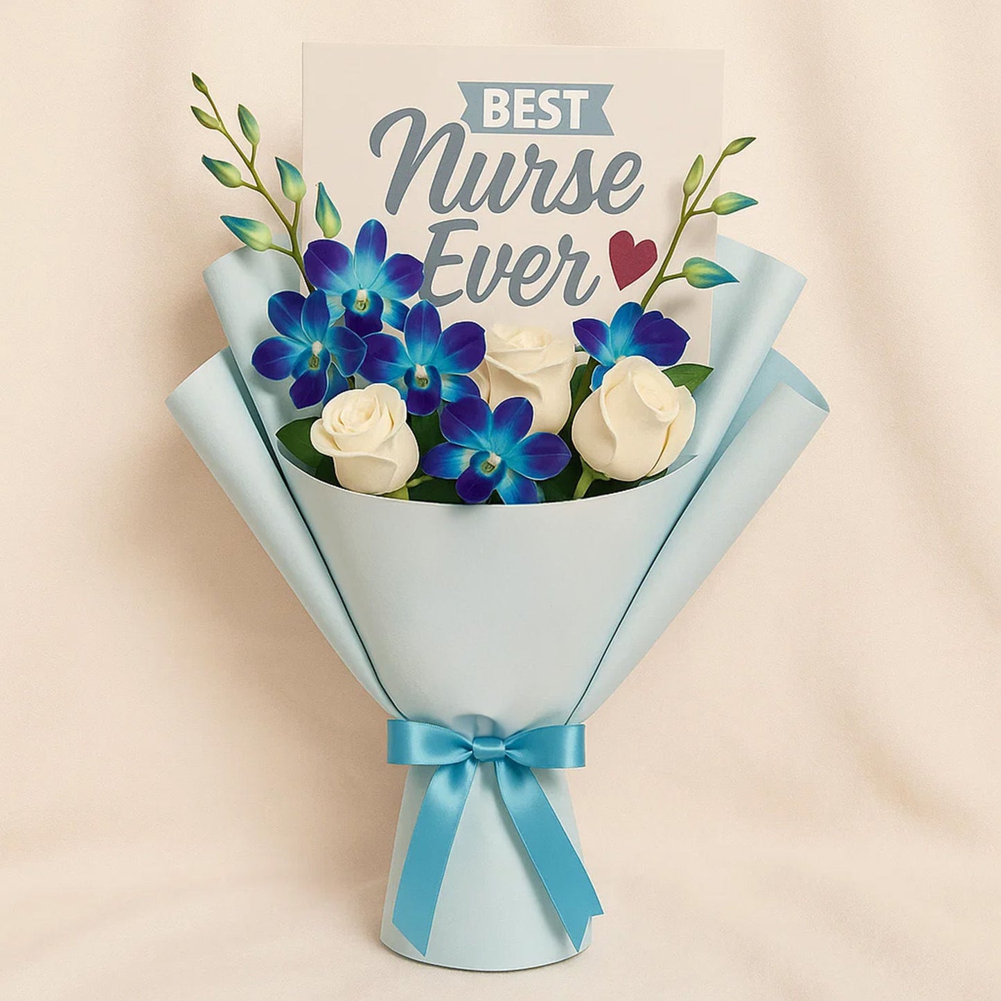 Best Nurse Ever Blue Orchid n Rose Bouquet