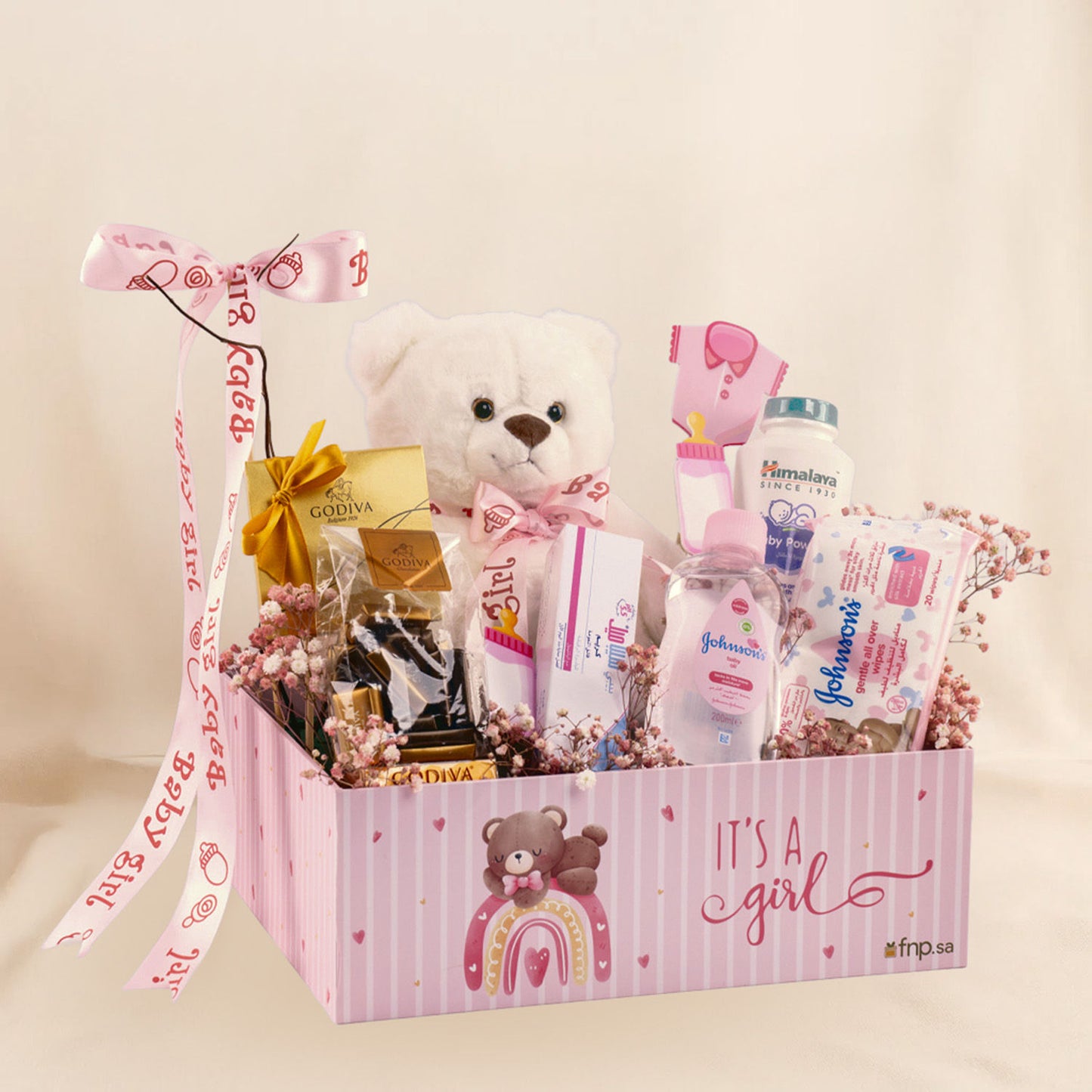 It's A Girl Celebratory Box With Godiva Chocolate