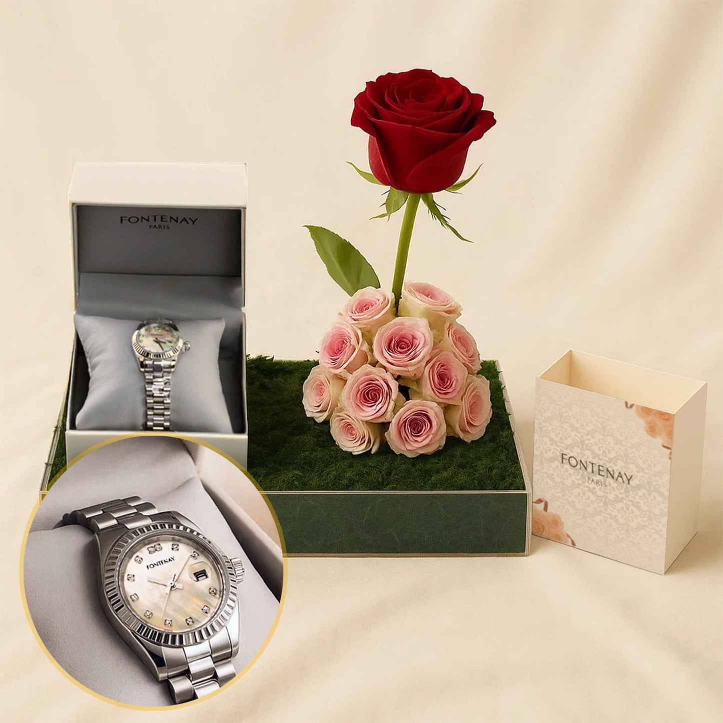 Fontenay Paris Women's Watch n Blooming Rose Tray