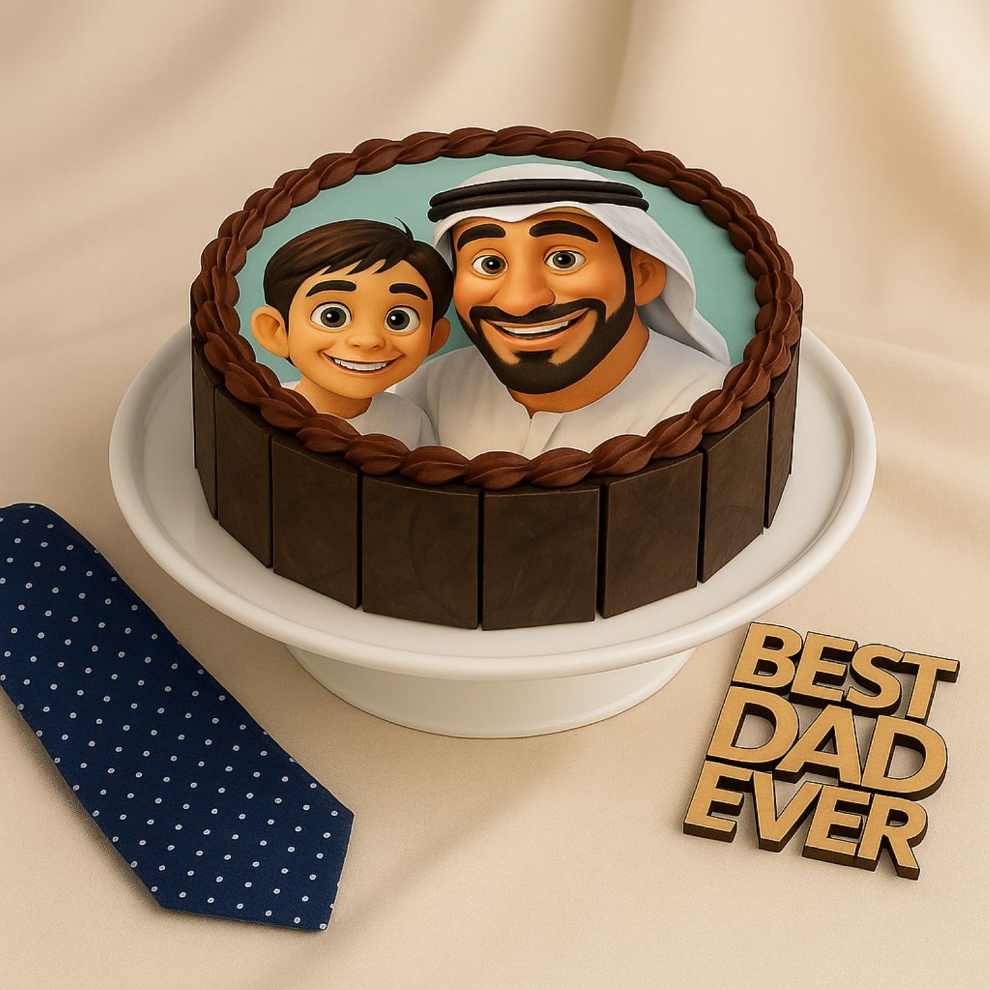 Cartoon Photo Personalized Cake For Dad