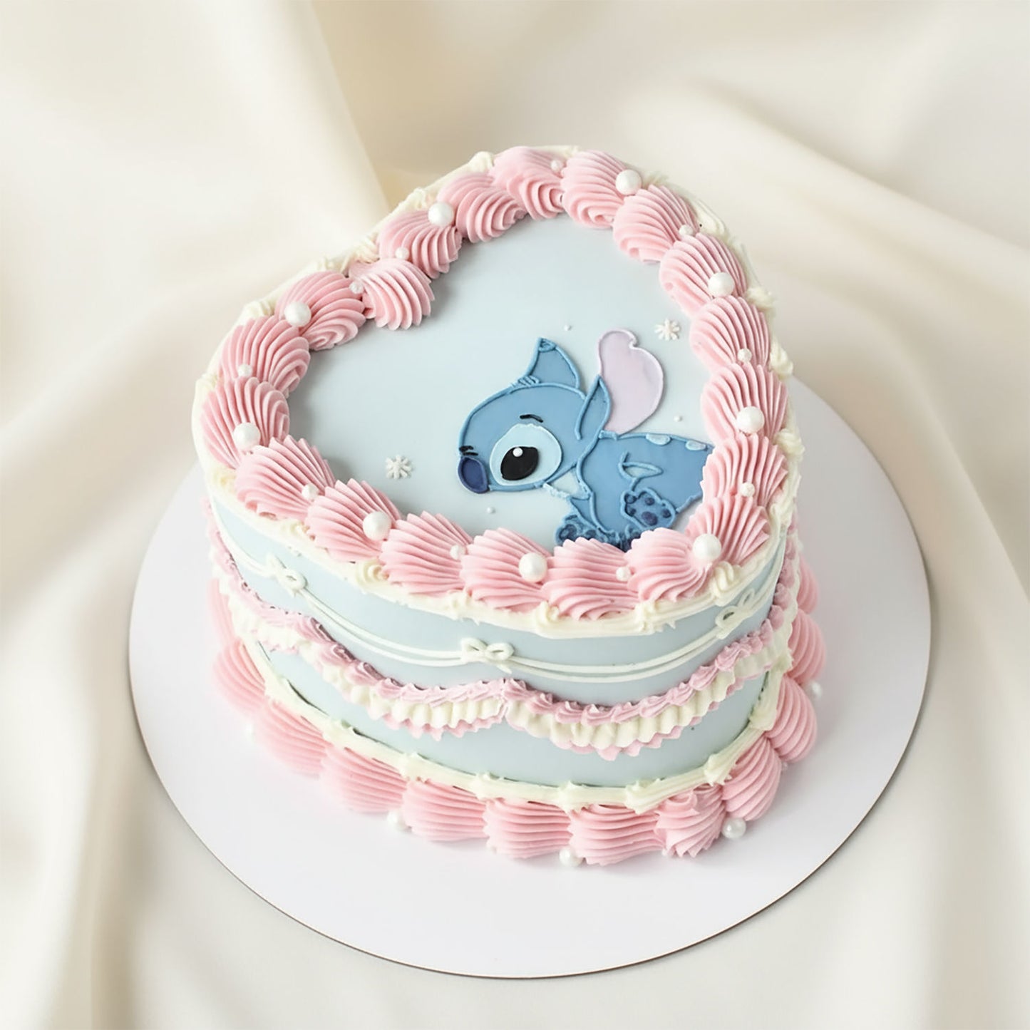 Pink Heart Shape Stitch Cake