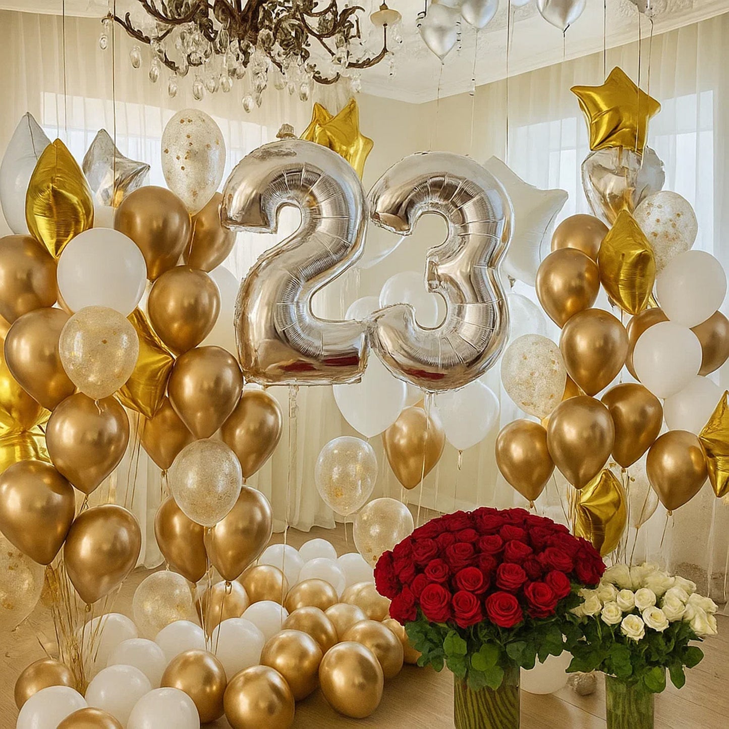 Flowers and Balloon Grand Wishes Room Decoration