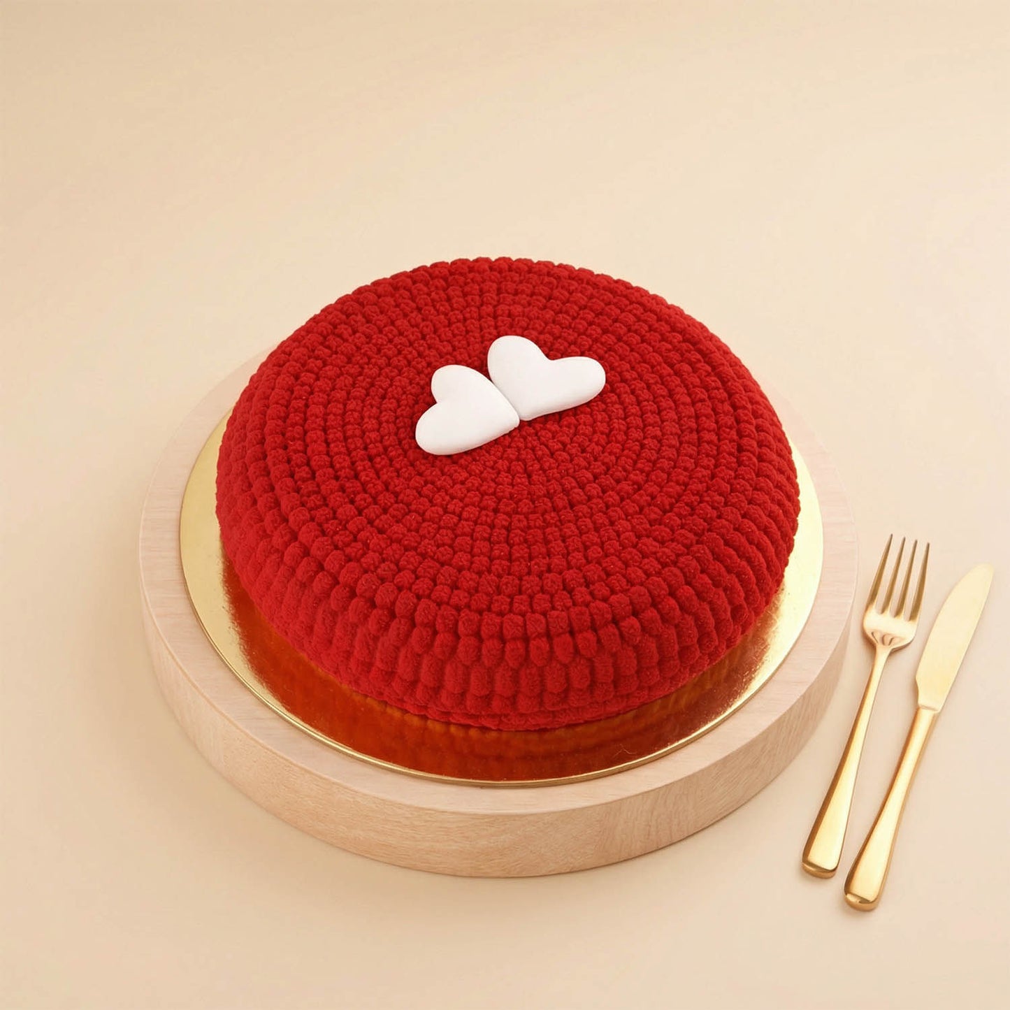 ورود الحب مع كيك أحمر للفالنتاين