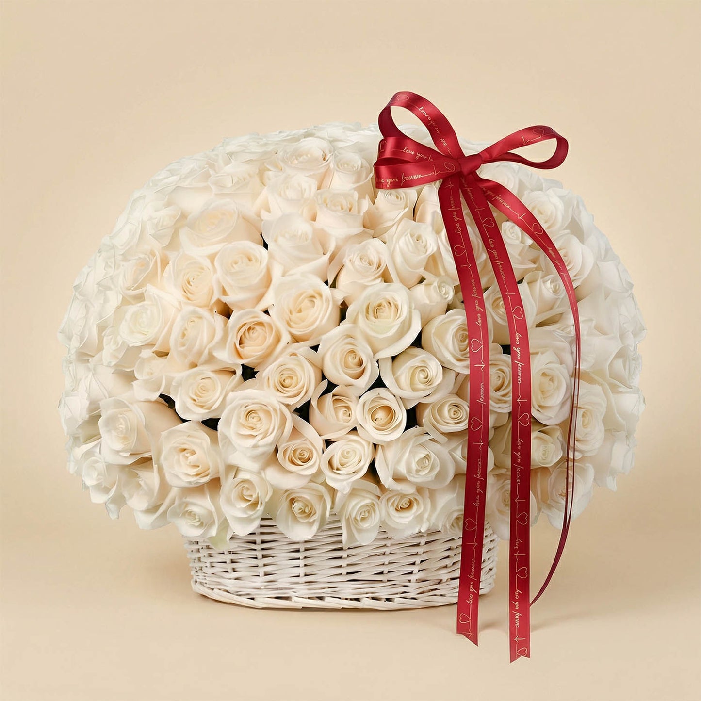 سلة ورد فخمة 199 وردة بيضاء