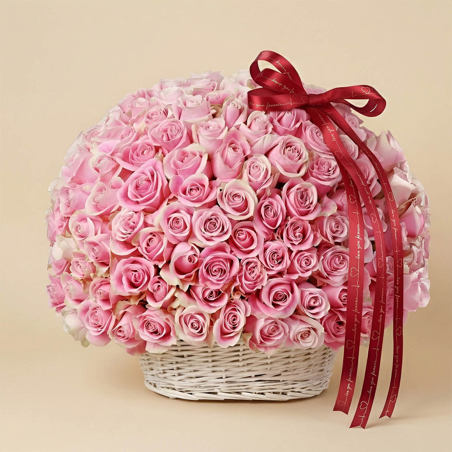 199 Pink Roses Luxury Flower Basket
