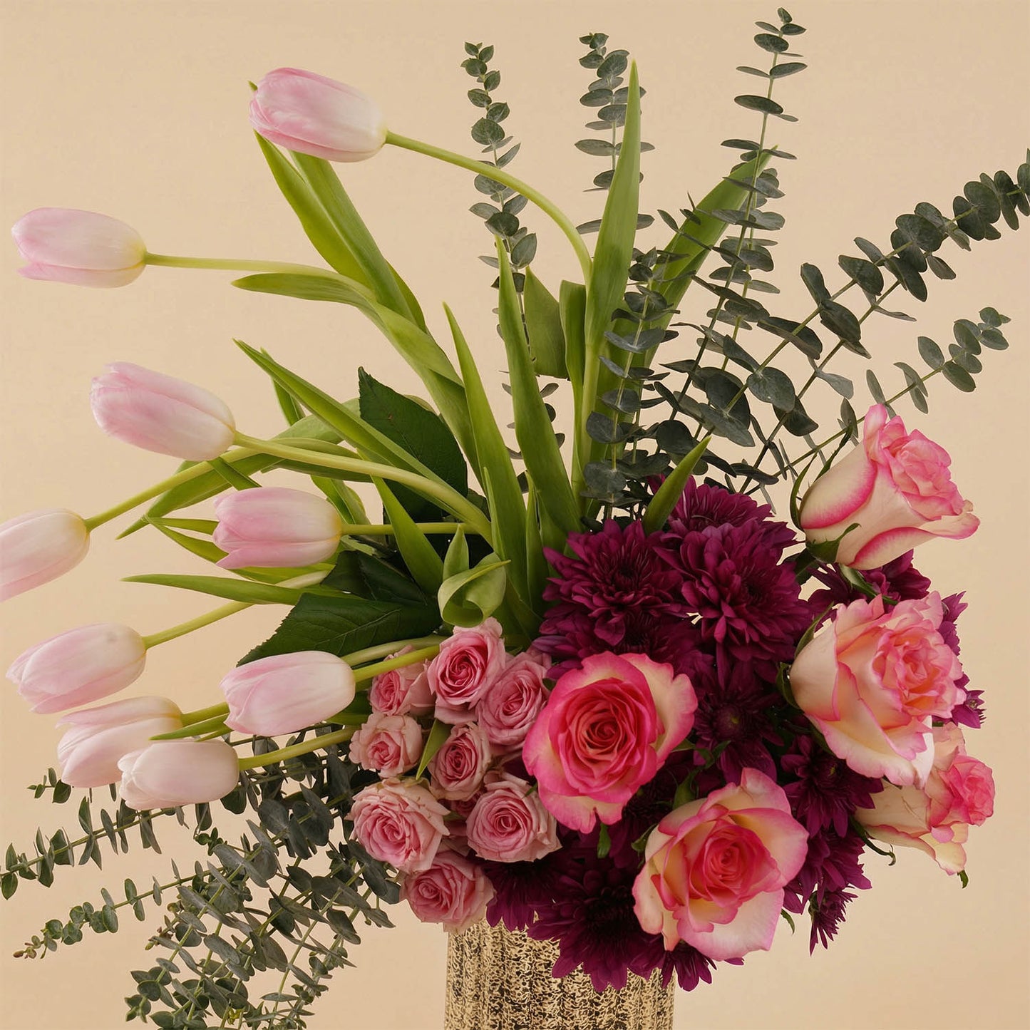 My Queen Pink Flower Vase n Tulips