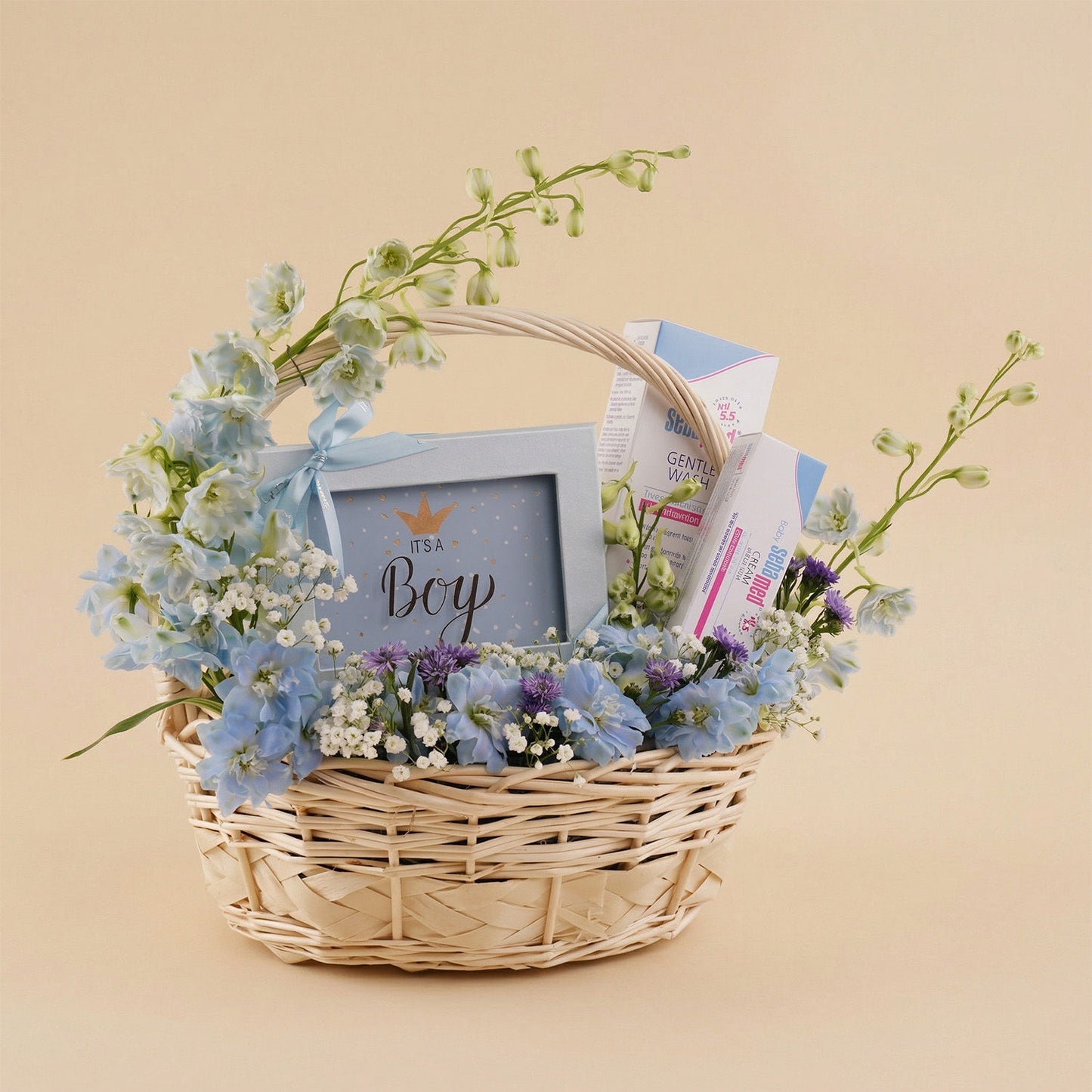 Baby Boy Gift Basket with Bostani Chocolate