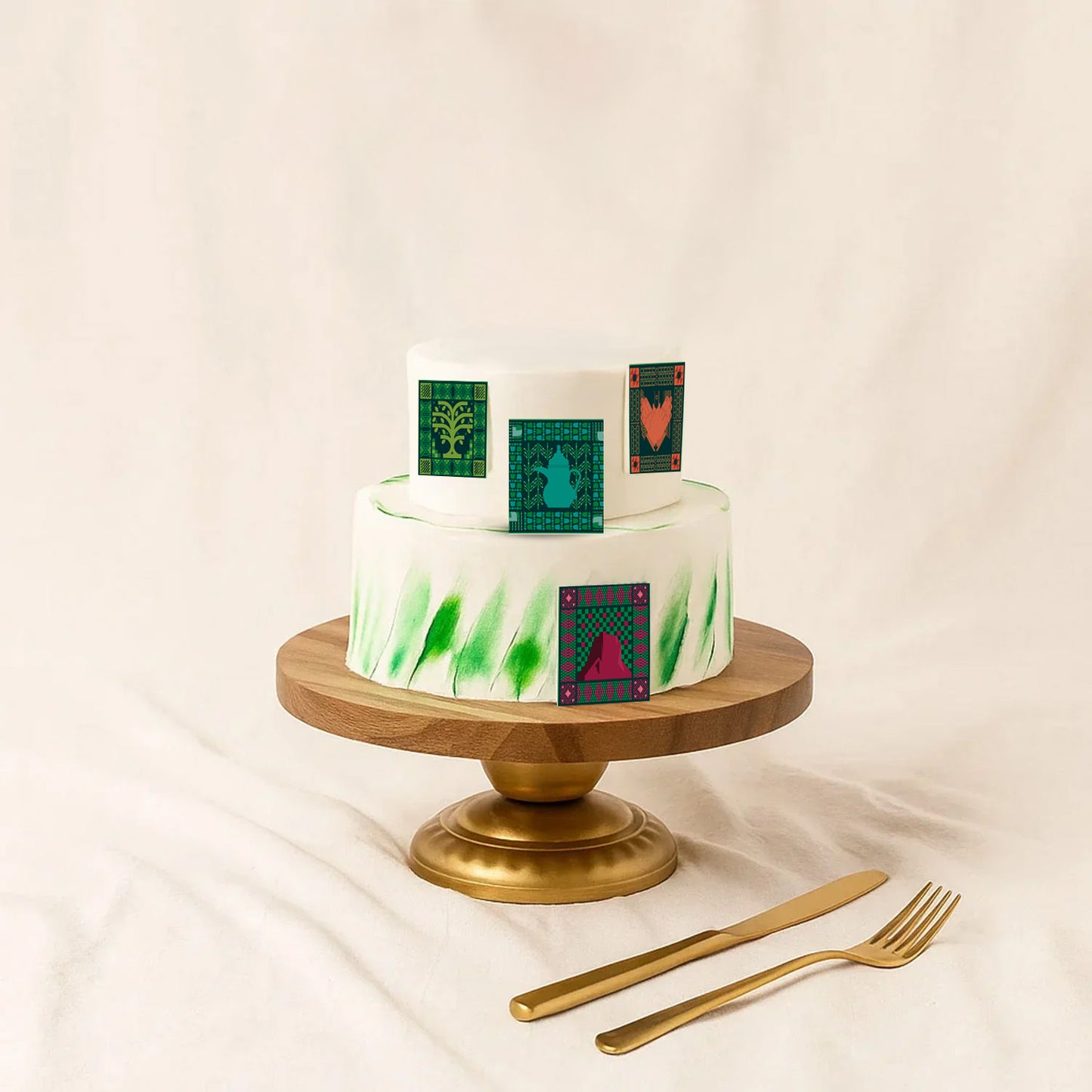 Two Tier Special National Day Cake With Topper