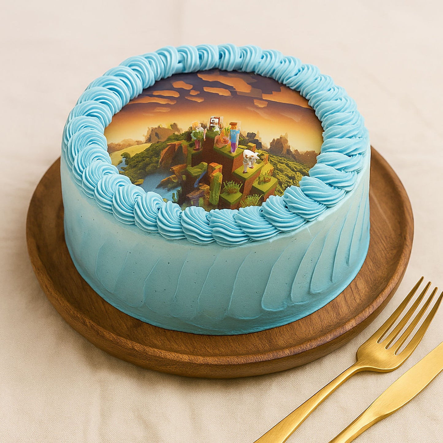 كيك عيد ميلاد أطفال تصميم ماين كرافت