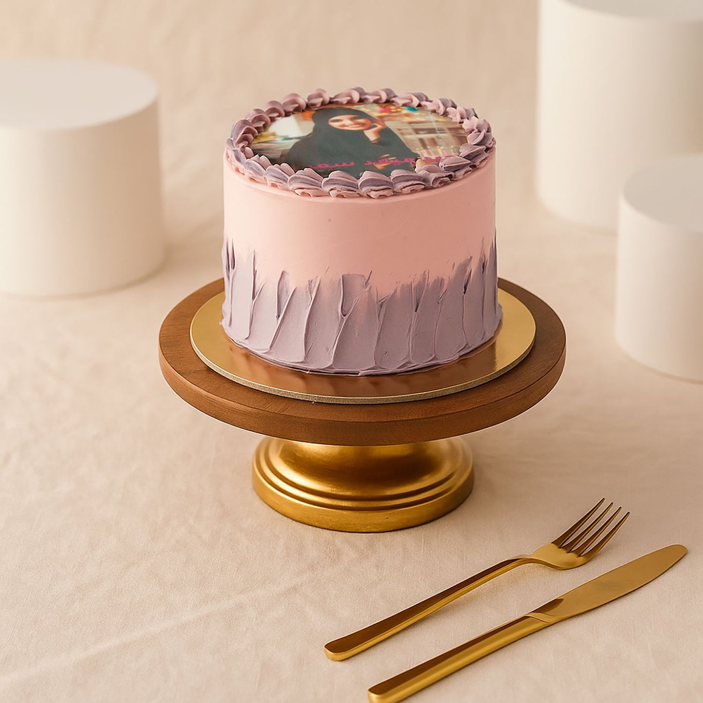 Purple Wishes Birthday Photo Cake