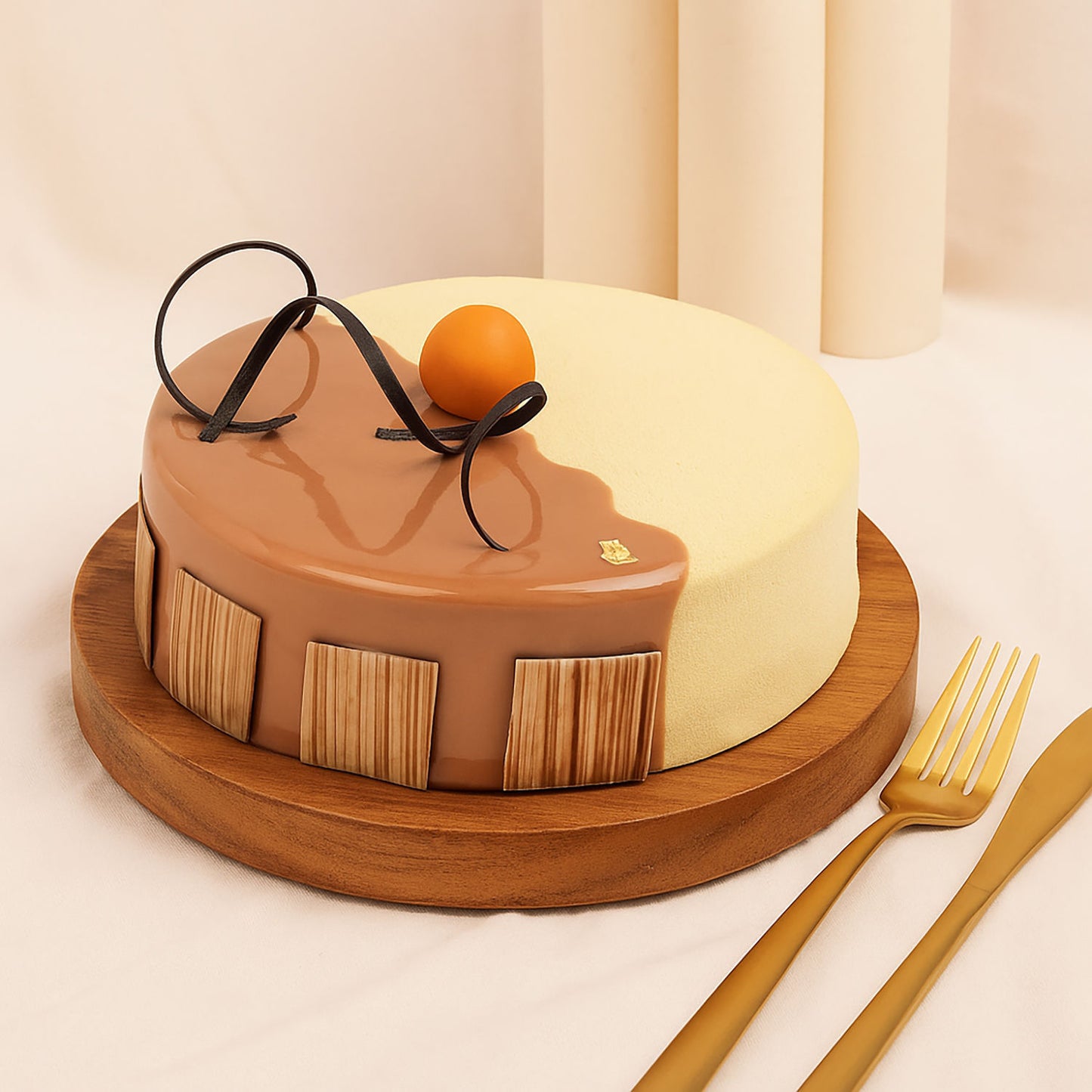 Luxurious White Chocolate Fudge Caramel Cake