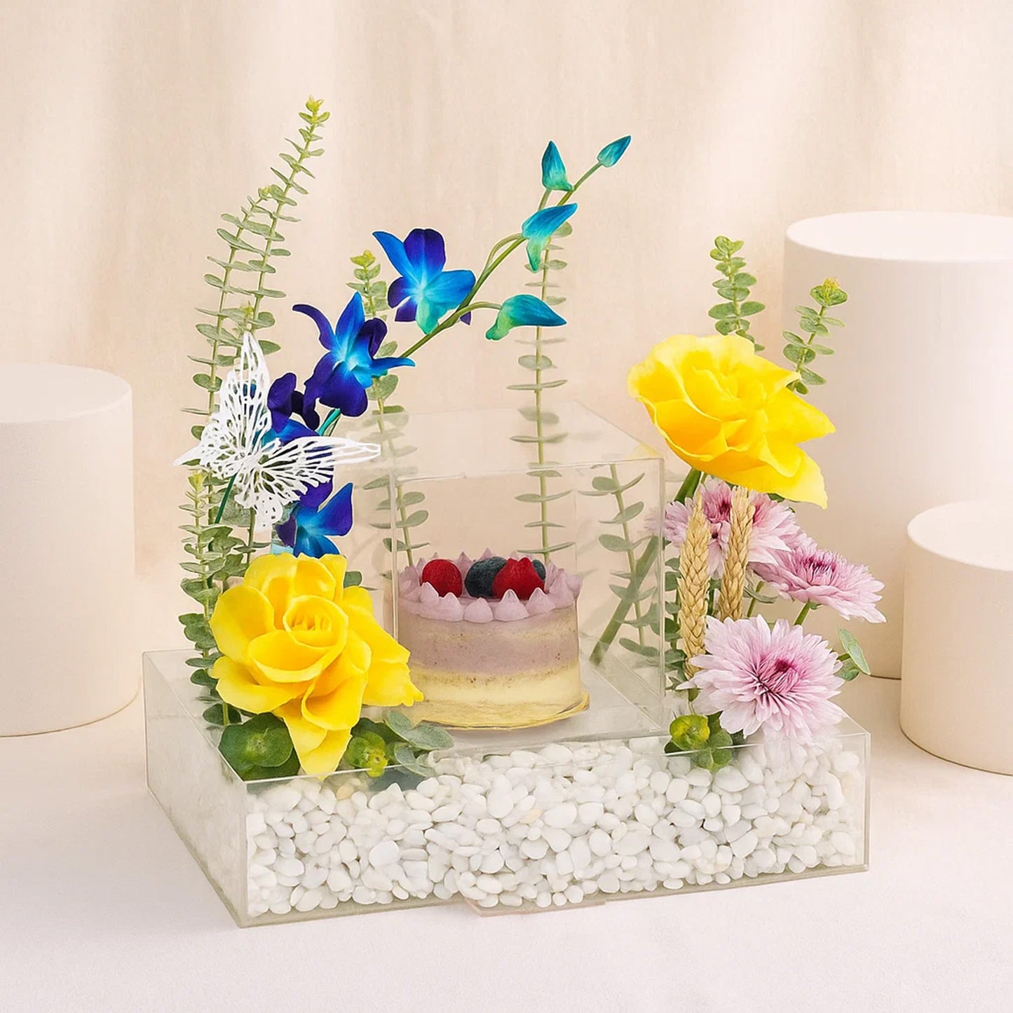 Blueberry Mini Cake n Flower Acrylic Tray