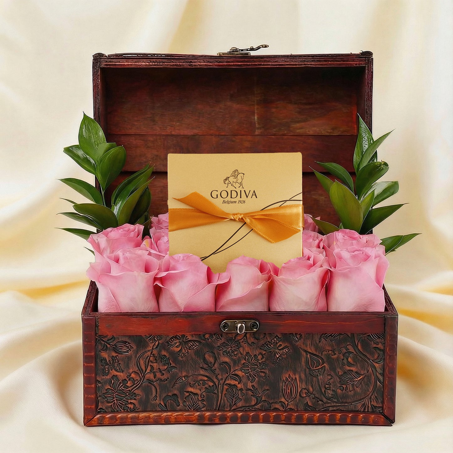 Treasure Box | Pink Roses & Godiva Chocolate