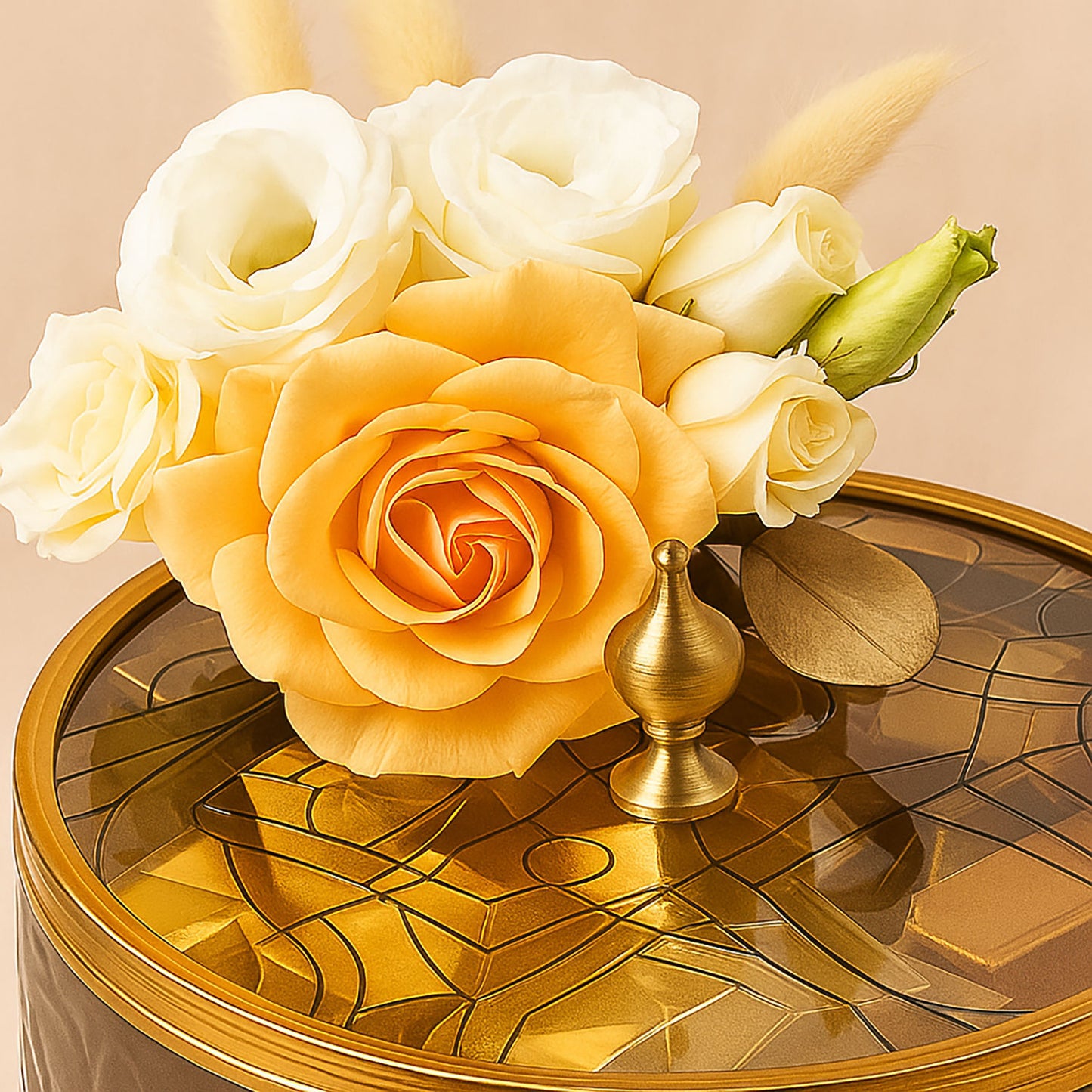 Otantik Home Chocolate Brown Bowl N Rose