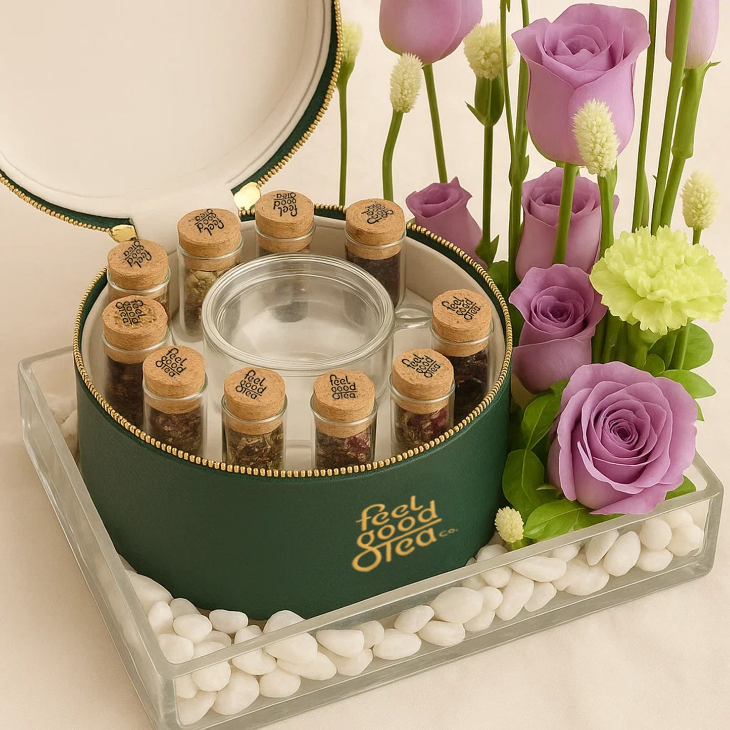 Feel Good Tea Leather Box n Flower Tray