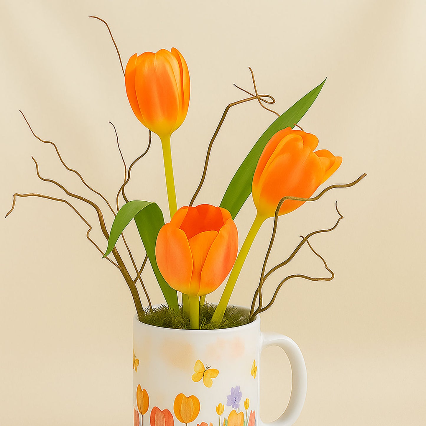 كومبو التوليب | ورد و كيك صغير مع إطار