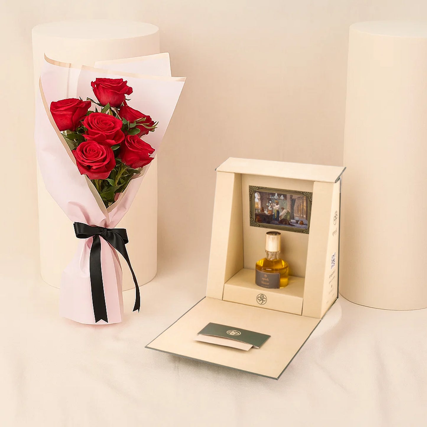 Red Rose Bouquet n Epock Perfume Set
