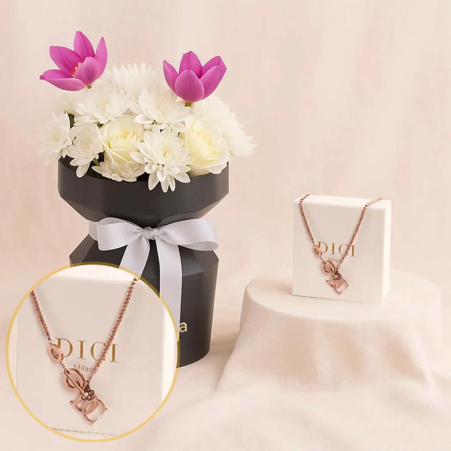 DICI Women Necklace n Flower Bouquet