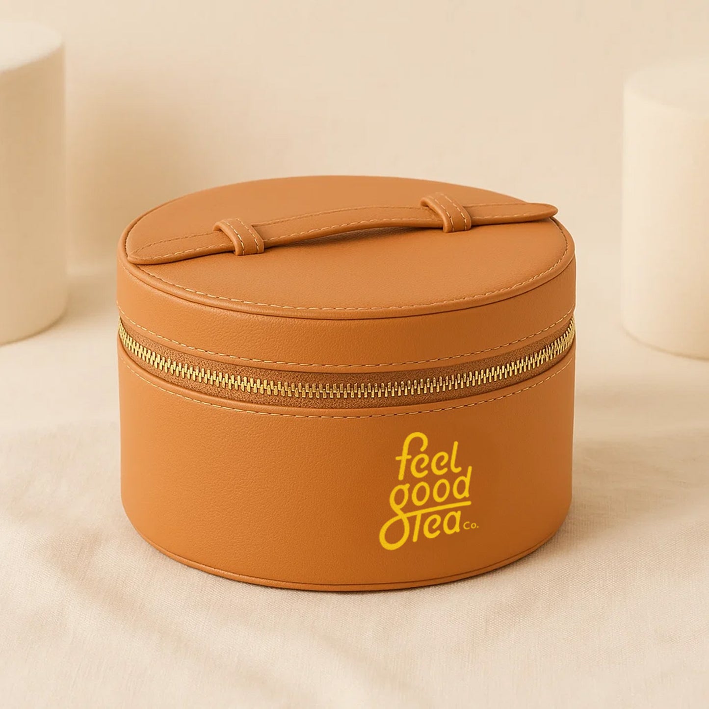 Feel Good Tea Beige Leather Box