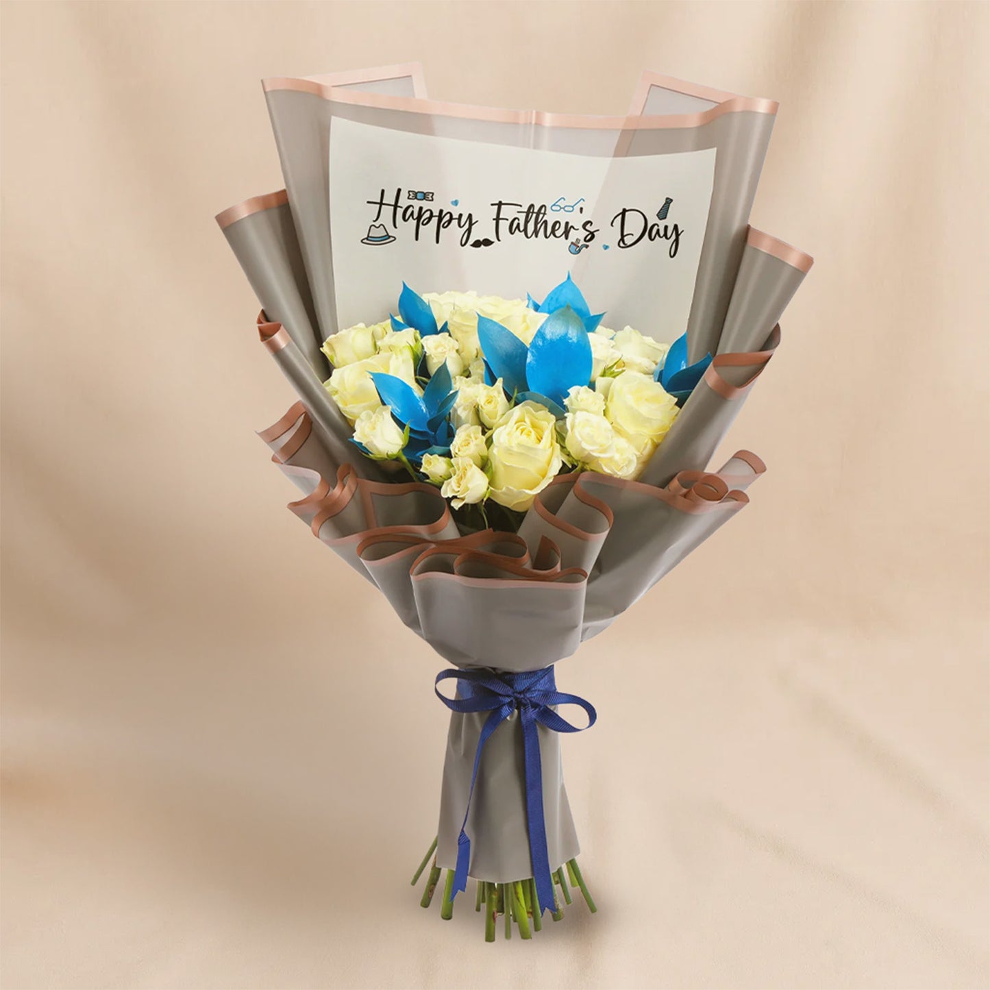 Happy Father's Day Elegant White Roses Bouquet