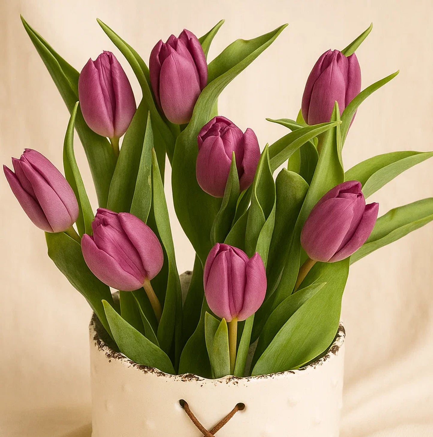 Purple Tulip Exquisite White Vase