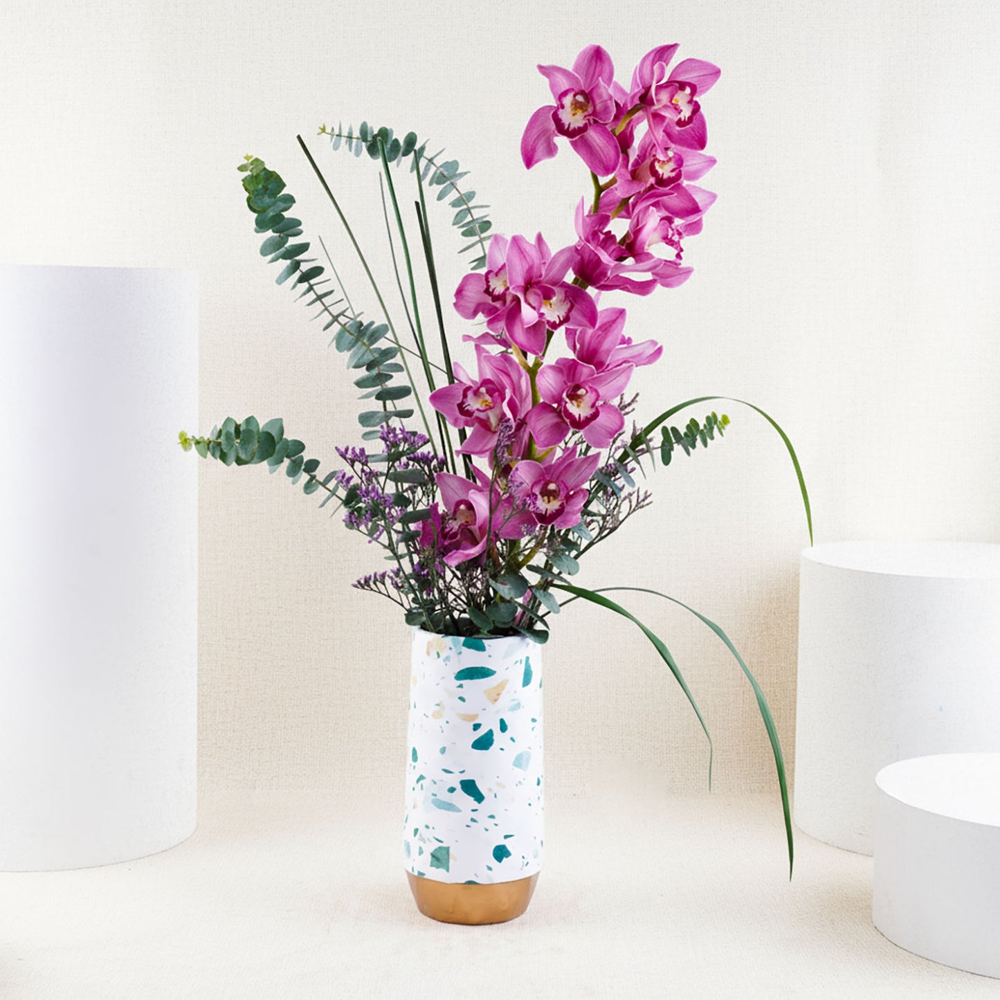 Orchid Vase With Chocolate Cake Combo