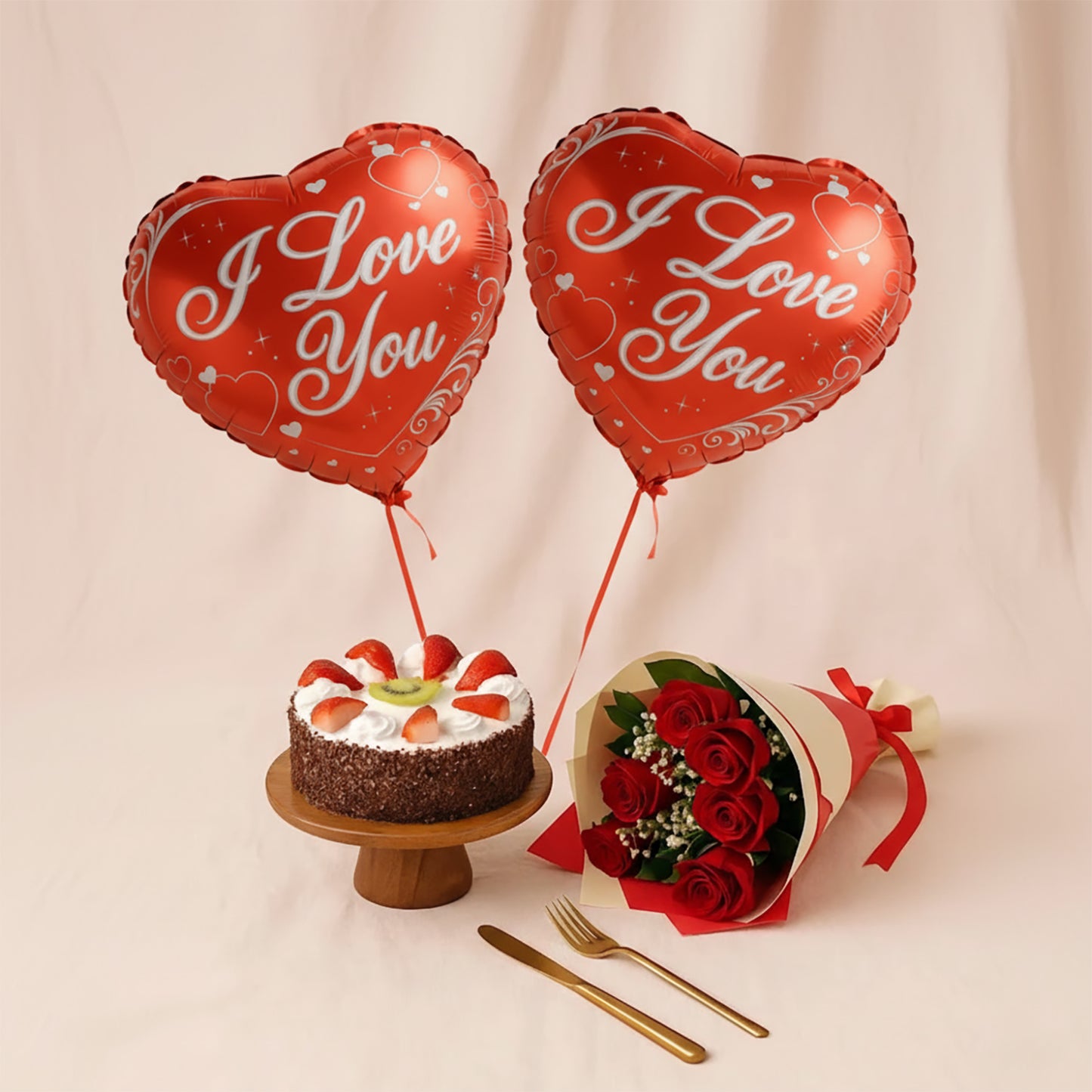Red Roses Bouquet n Black Forest Cake Combo