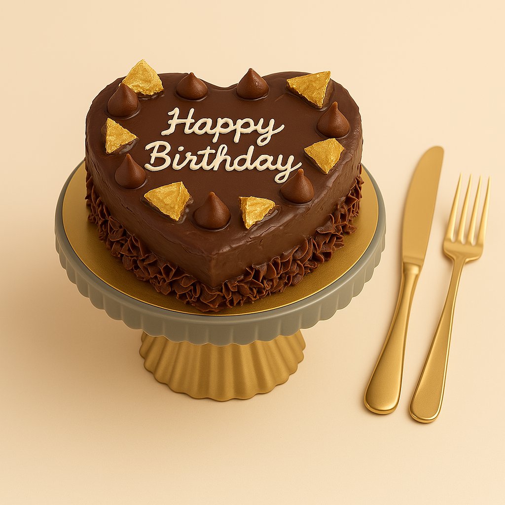 Heart-shaped Birthday Chocolate Cake