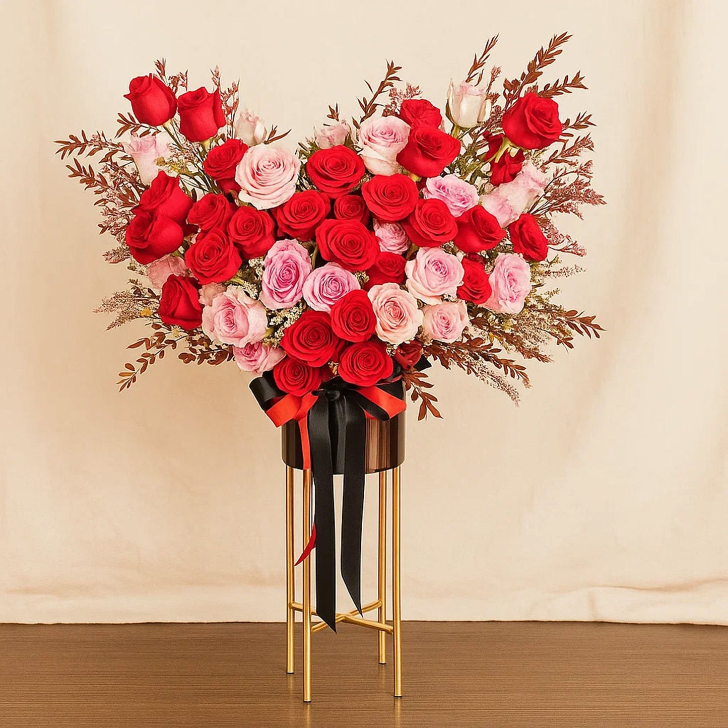 Heart of Love Red & Pink Flower Stand