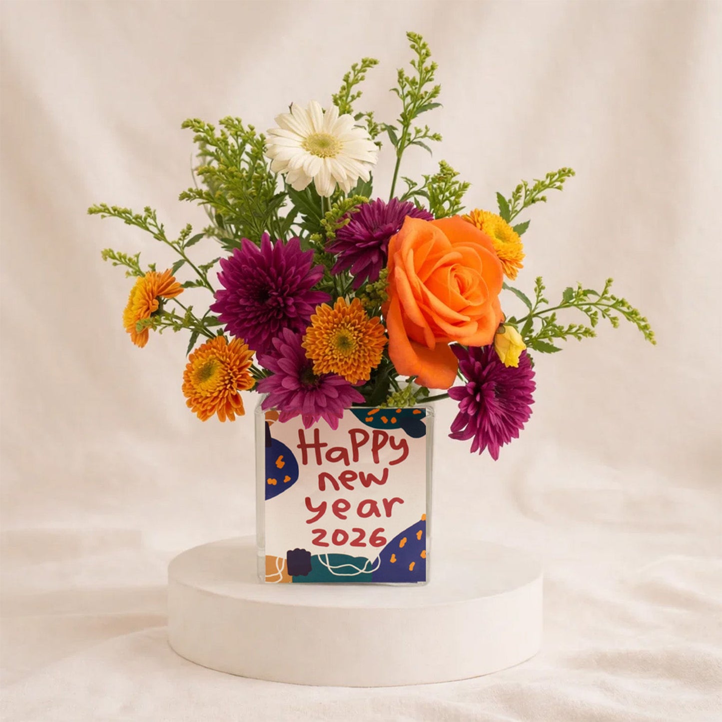 فازة ورد رأس السنة مع الشوكولا